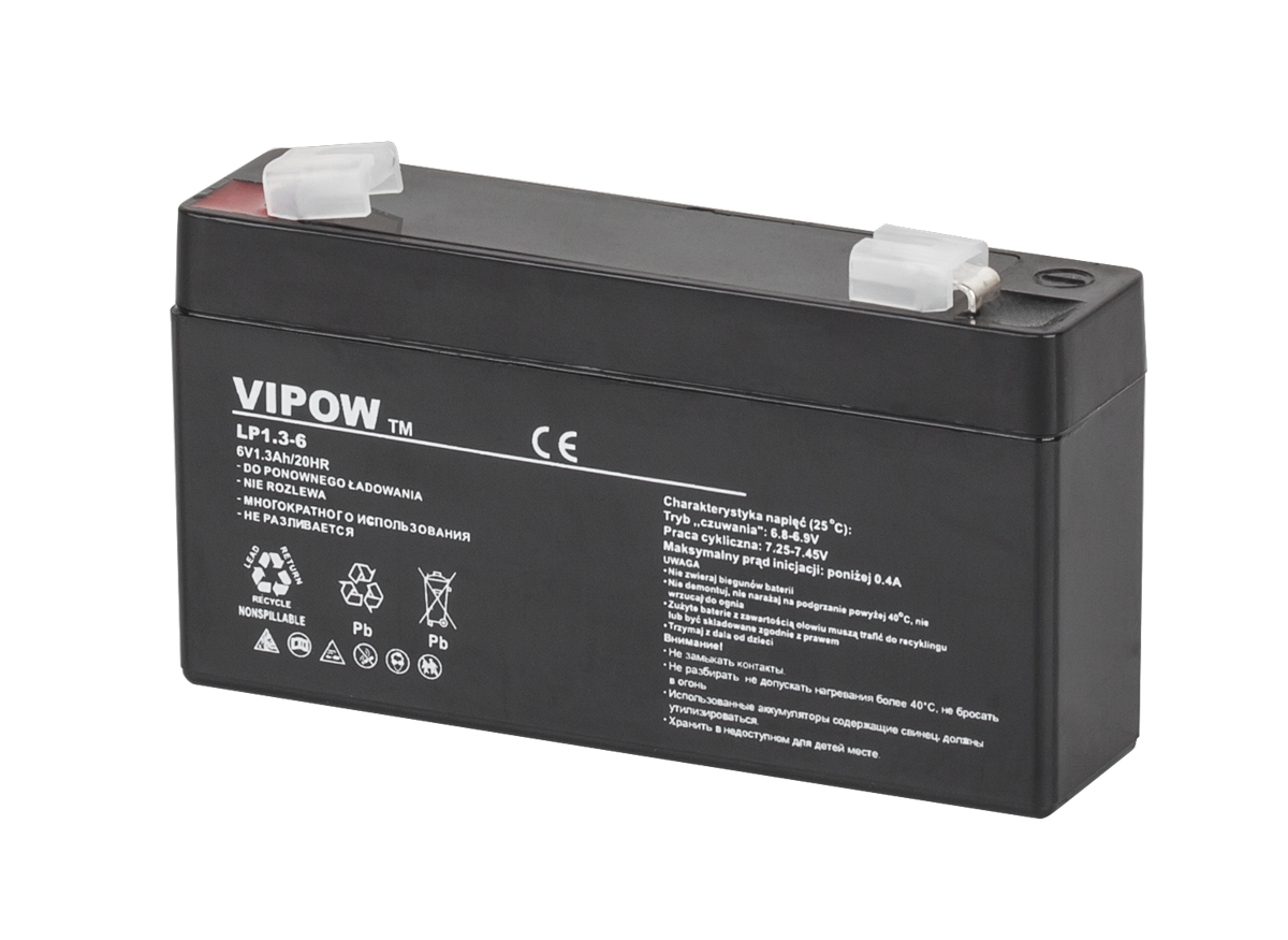 VIPOW gel battery, 6 V, 1.3 Ah