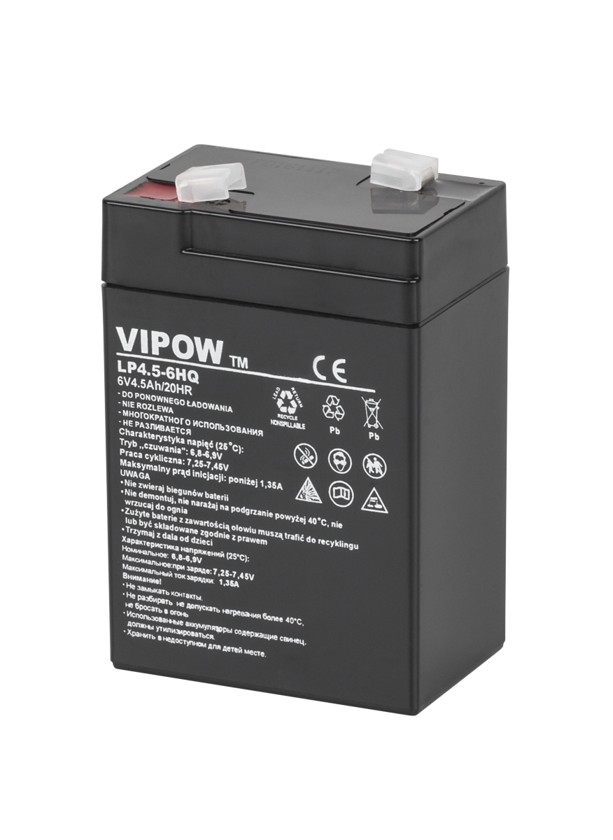 VIPOW HQ gelinis akumuliatorius, 6 V, 4,5 Ah