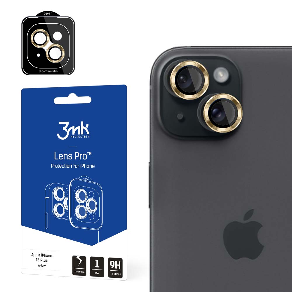 Apple iPhone 15 Plus - 3mk Objektyvo apsauga Pro geltona