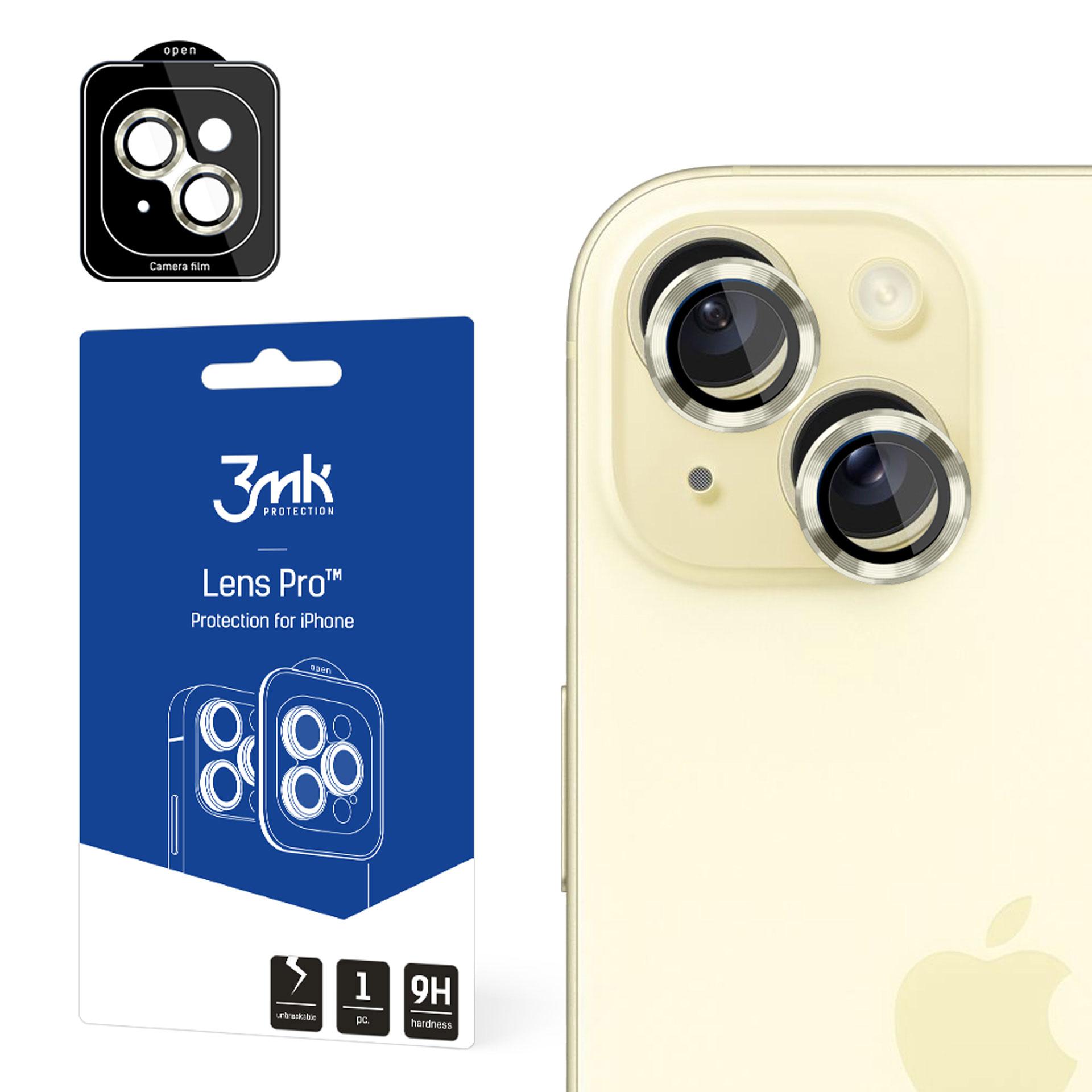 Apple iPhone 15 - 3mk Objektyvo apsauga Pro geltona
