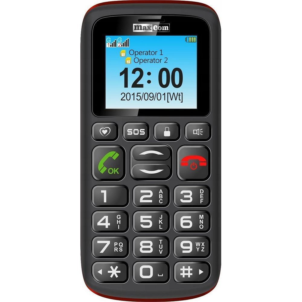 Maxcom MM 428 L GSM mobilusis telefonas, juodas ir raudonas