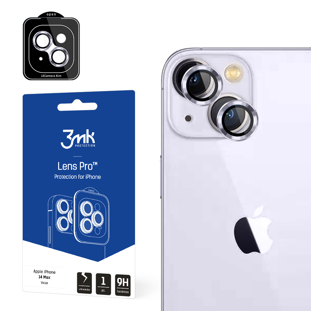 iPhone 14 Plus 9H kameros stiklas 3mk objektyvo apsaugai Pro serijos objektyvas - violetinis