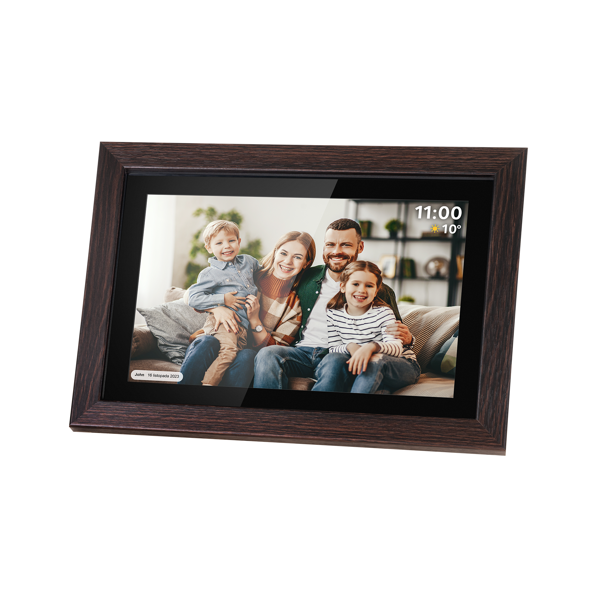 Kruger&Matz FRAMEO Wi-Fi 10,1 colio skaitmeninis nuotraukų rėmelis mediniu rėmu