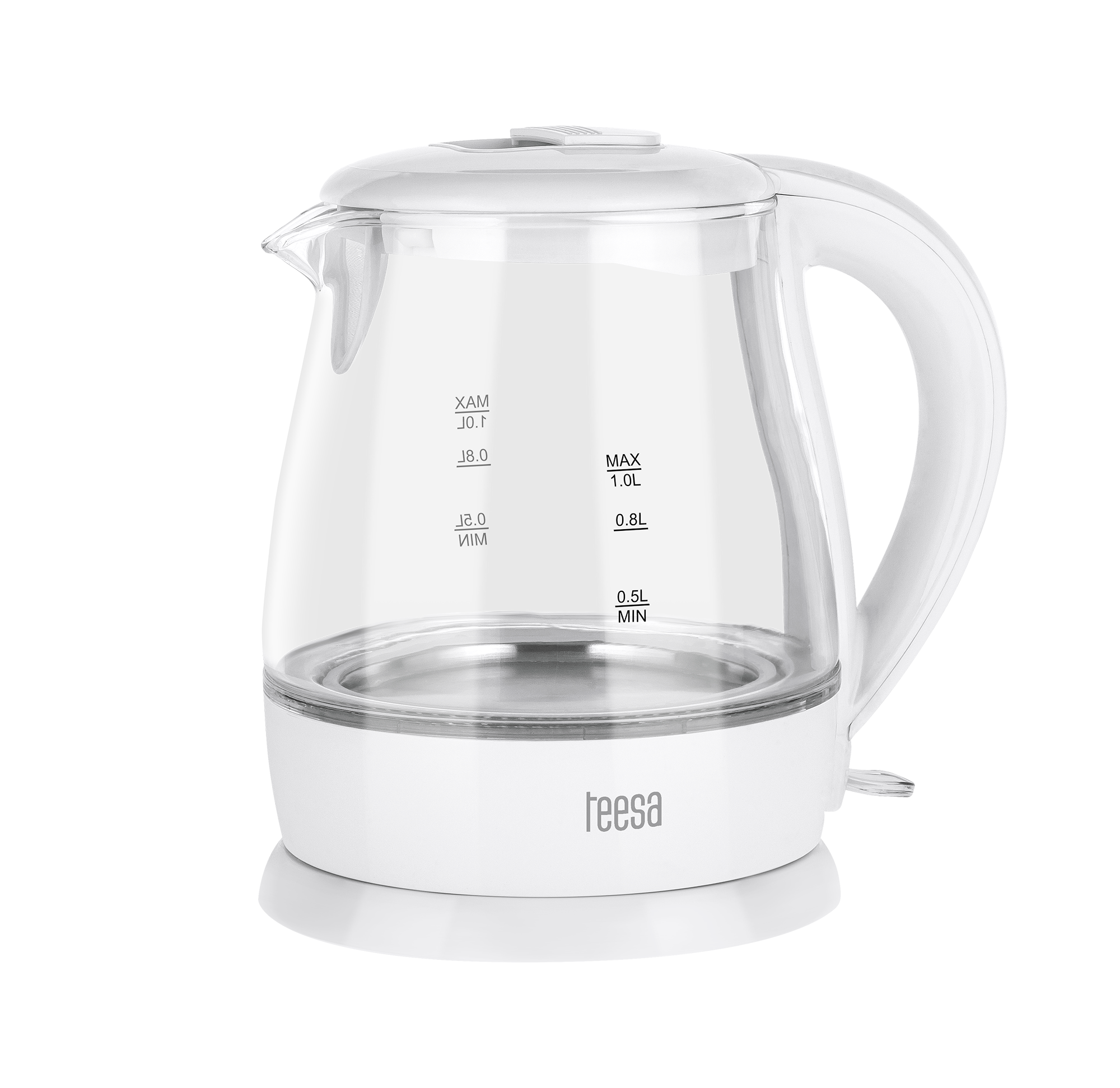 TEESA elektrinis stiklinis virdulys, 1630 W, baltas, 1 l
