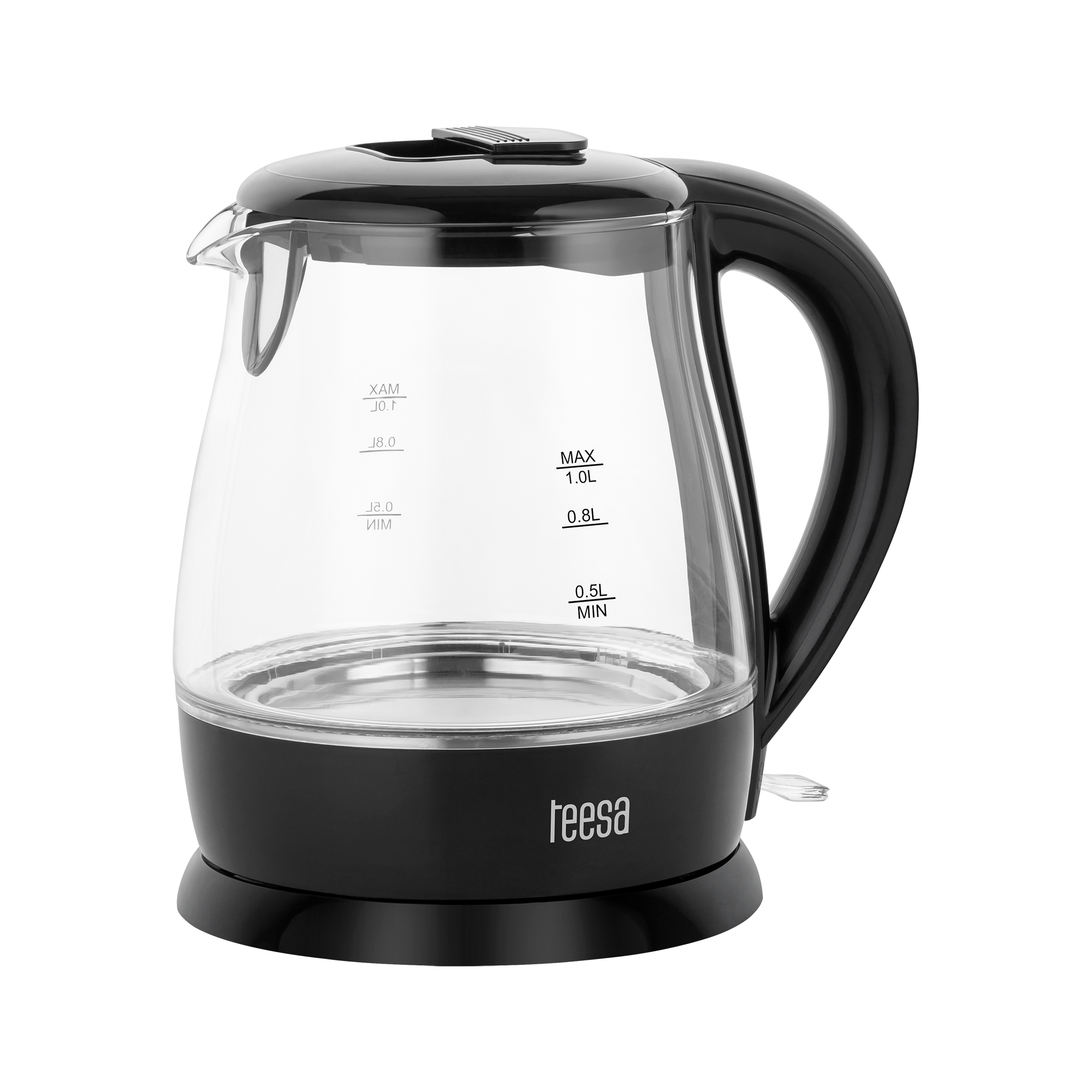TEESA elektrinis stiklinis virdulys, 1630 W, juodas, 1 l