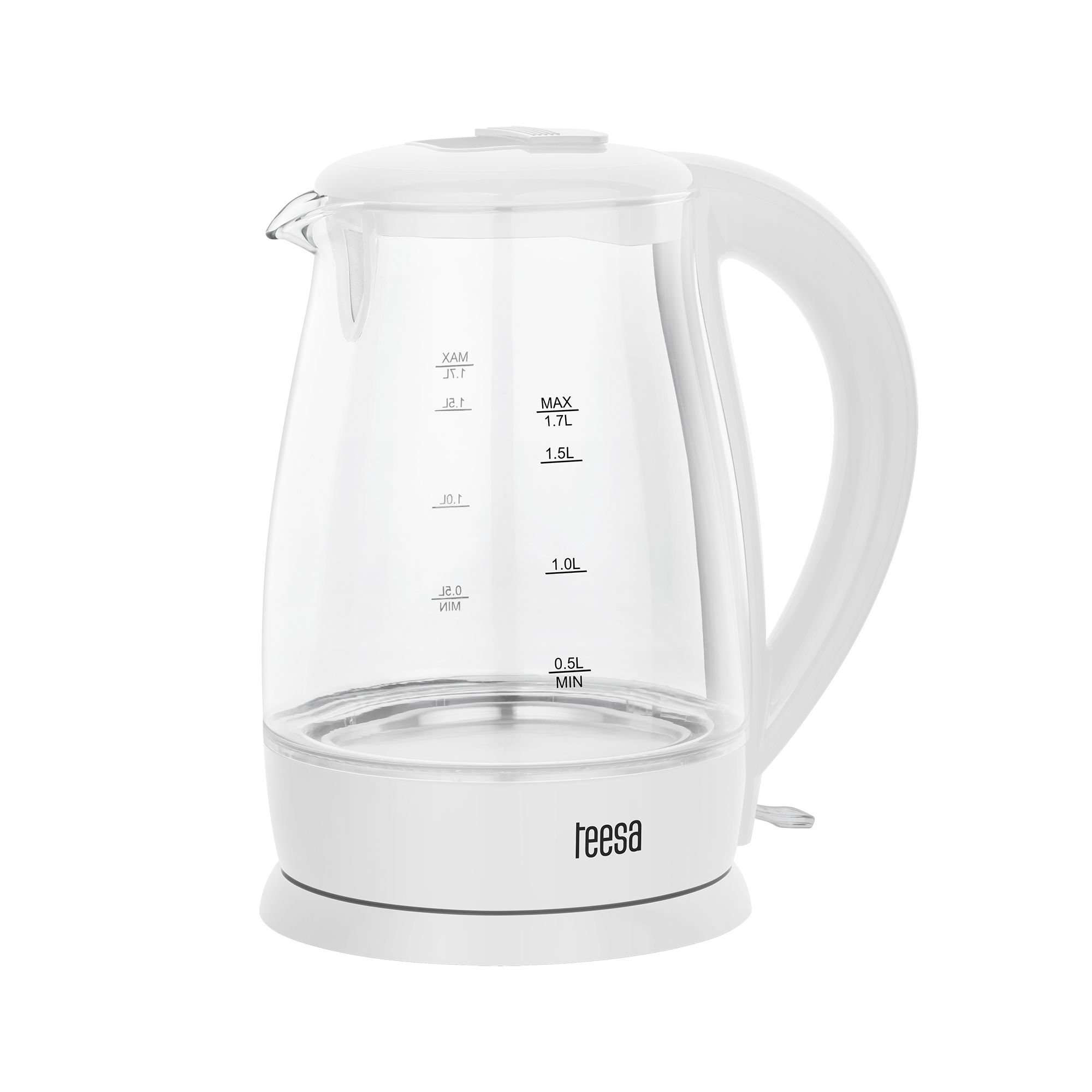 TEESA elektrinis stiklinis virdulys, 2200 W, baltas, 1,7 l