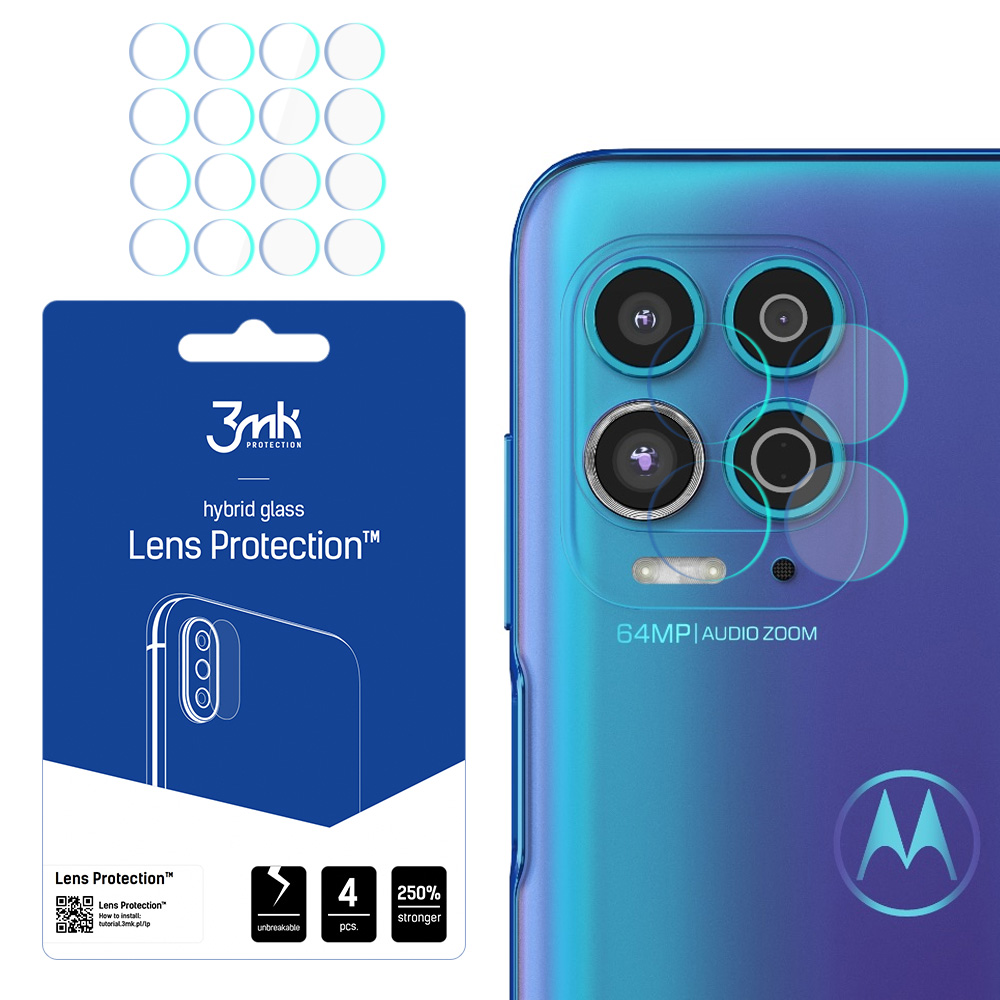 hibridinis stiklas 3MK FLEXIBLE GLASS LENS MOTOROLA MOTO G100 5G kamerai 4 vnt..