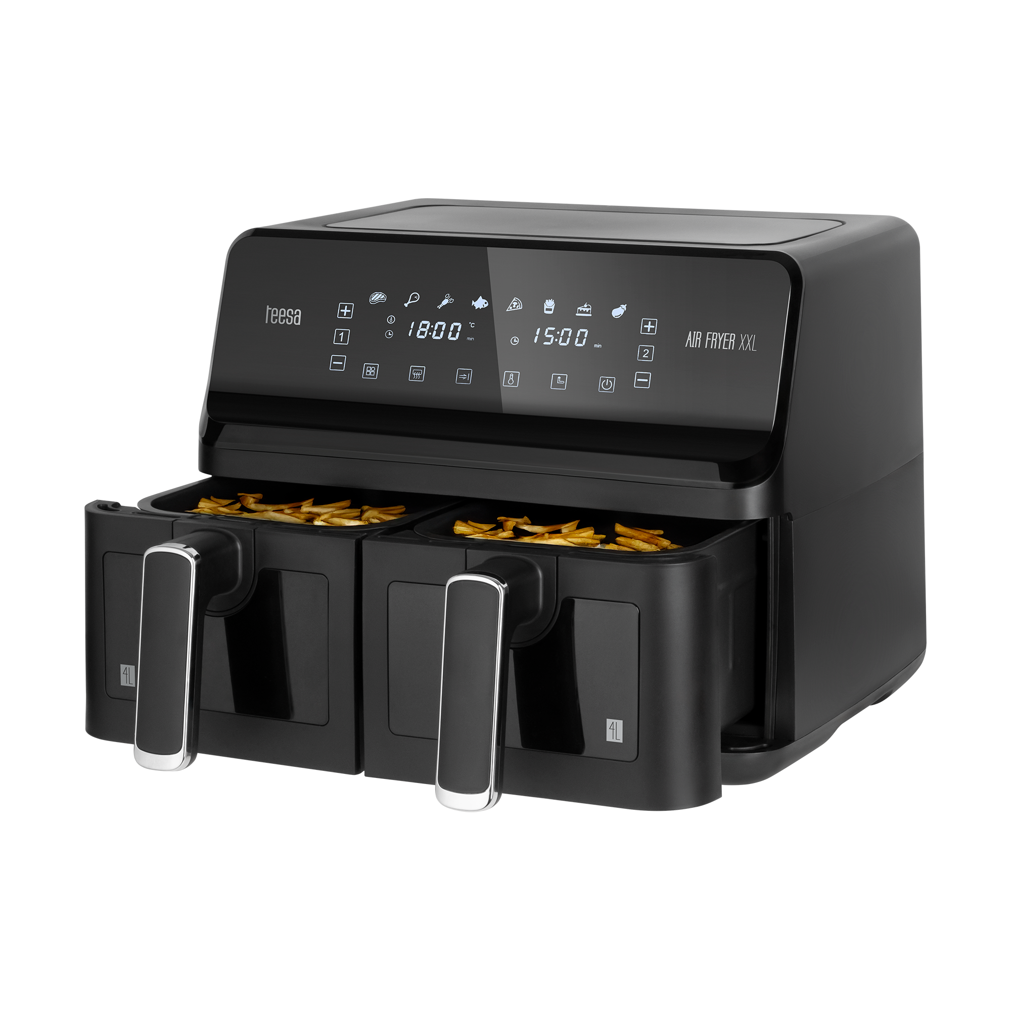 TEESA AIR FRYER DUAL POT XXL karšto oro gruzdintuvė, 8 l, 2700 W