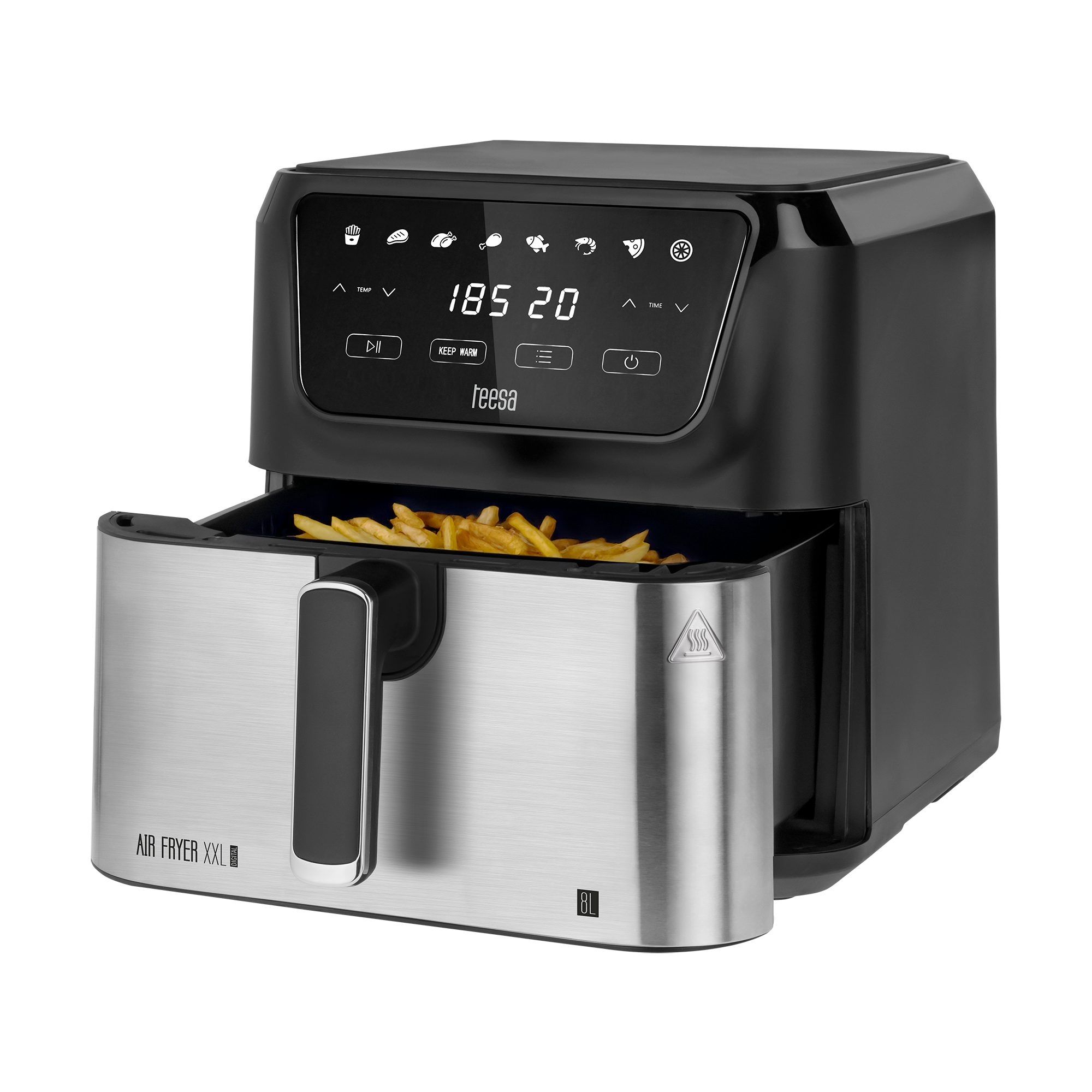 TEESA DIGITAL AIR FRYER XXL karšto oro gruzdintuvė, 8 l, 1700 W, didelis dubuo, programos, šilumos palaikymas