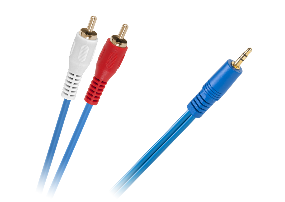 3,5 mm jack–2 RCA kabelis, mėlynas, 4 mm, 3 m