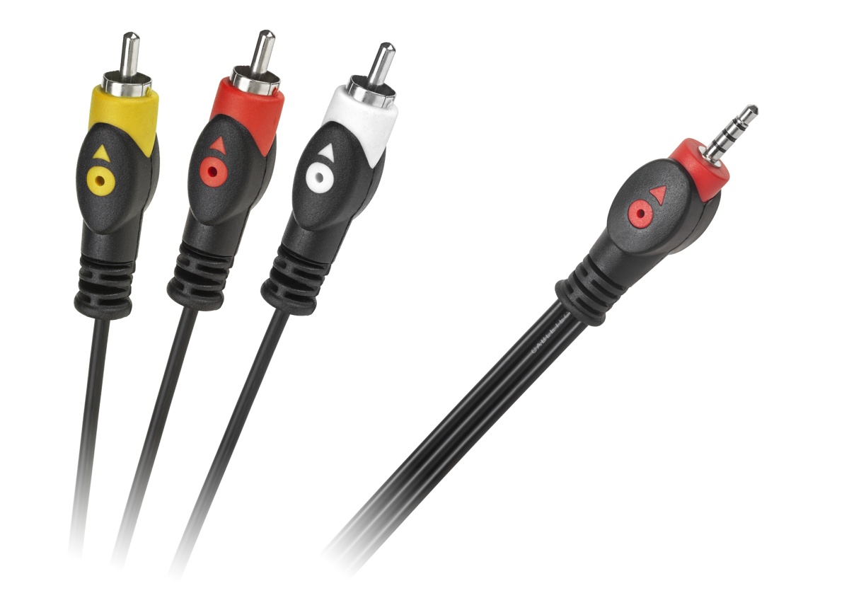 4 kontaktų 3,5 mm jack–3 RCA kabelis, 1,5 m