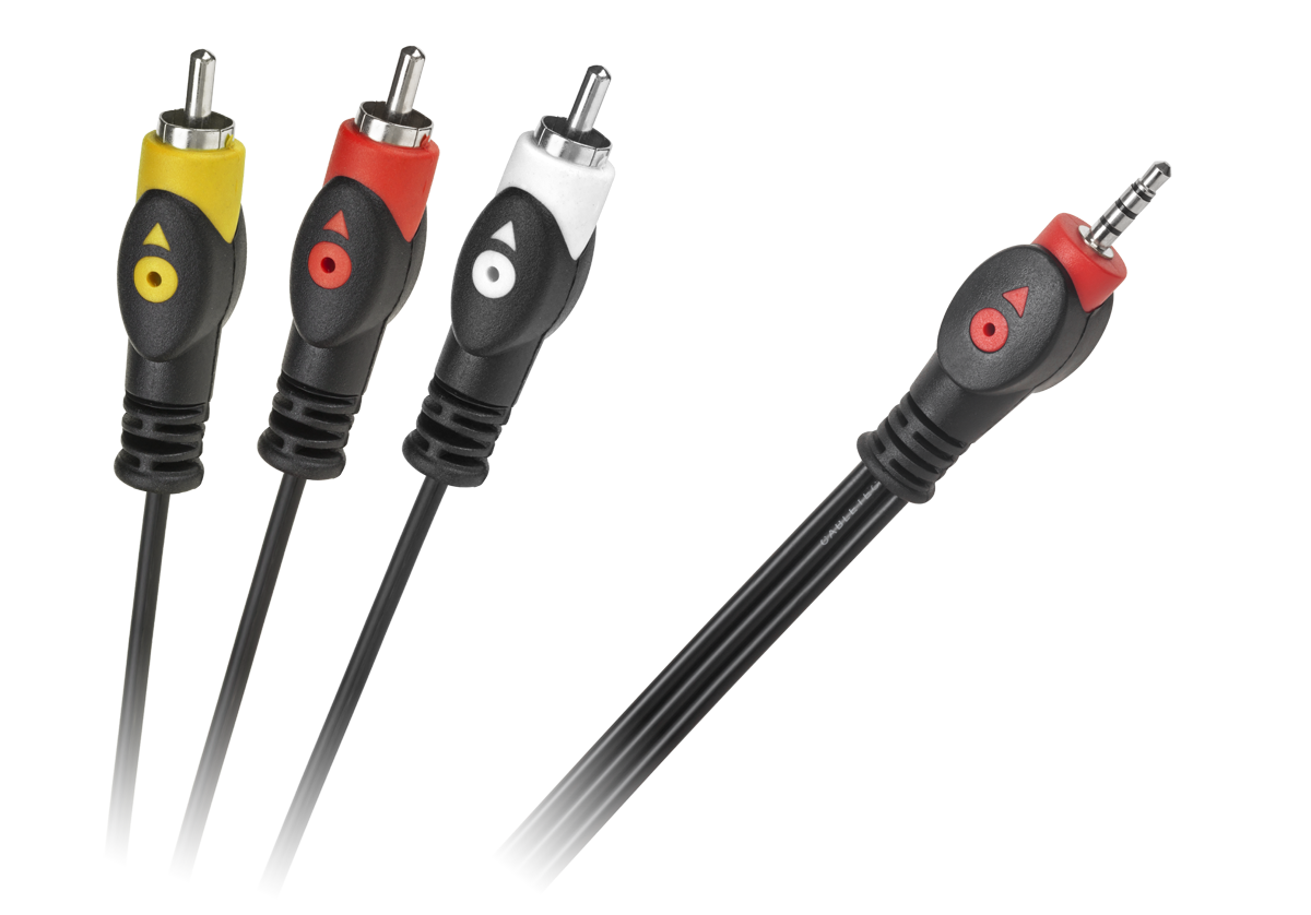4 kontaktų 3,5 mm jack–3 RCA kabelis, 3 m