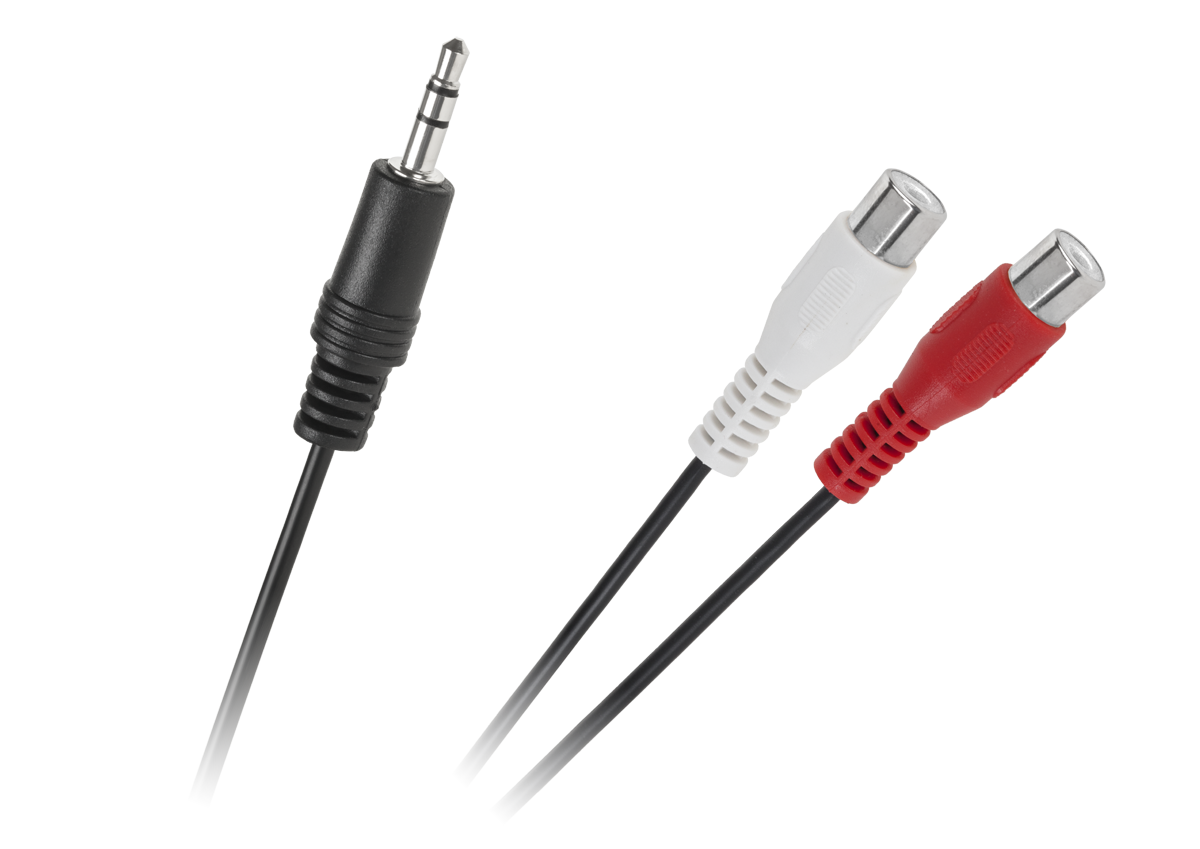 3,5 mm JACK kištuko–2 RCA lizdų kabelis, 25 cm