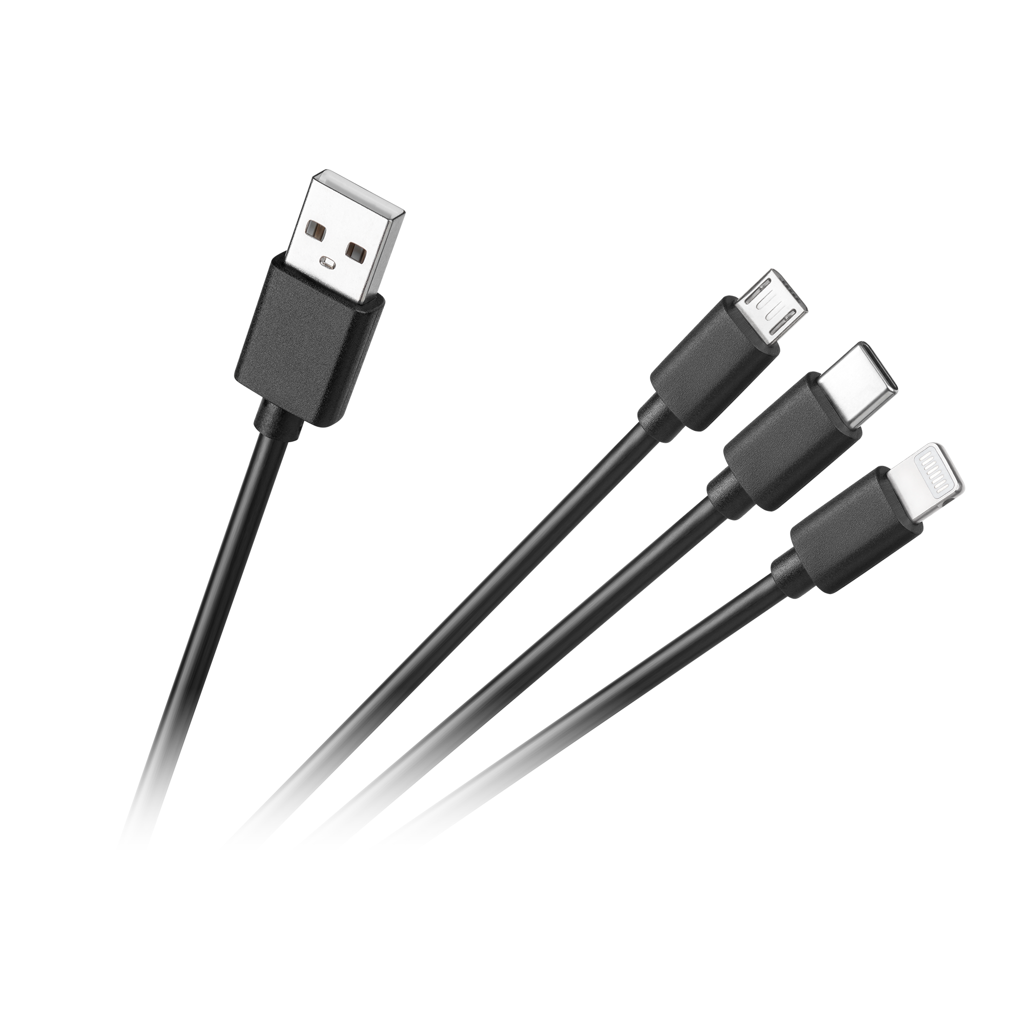 „3 viename“ USB-A–micro-USB / USB-C / Lightning laidas, 1,2 m