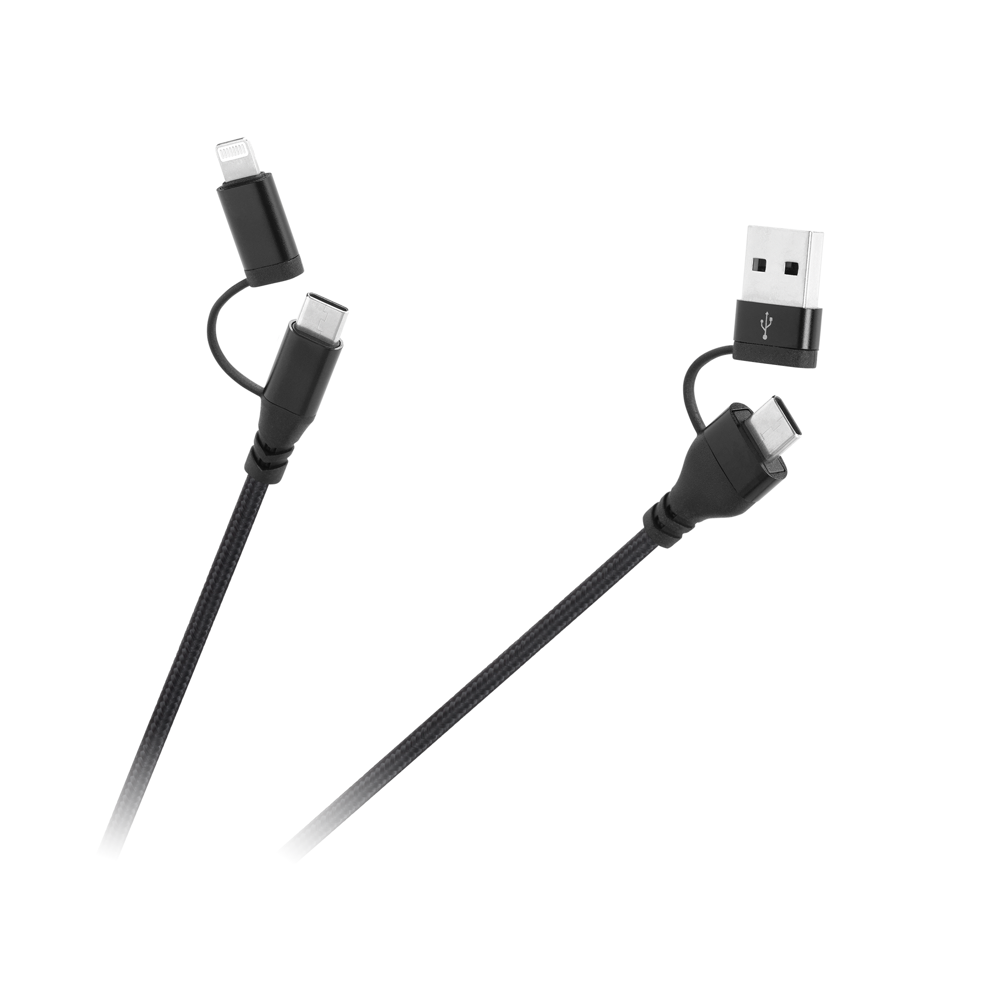 „4 viename“ USB-A/USB-C–USB-C/Lightning laidas, 1 m