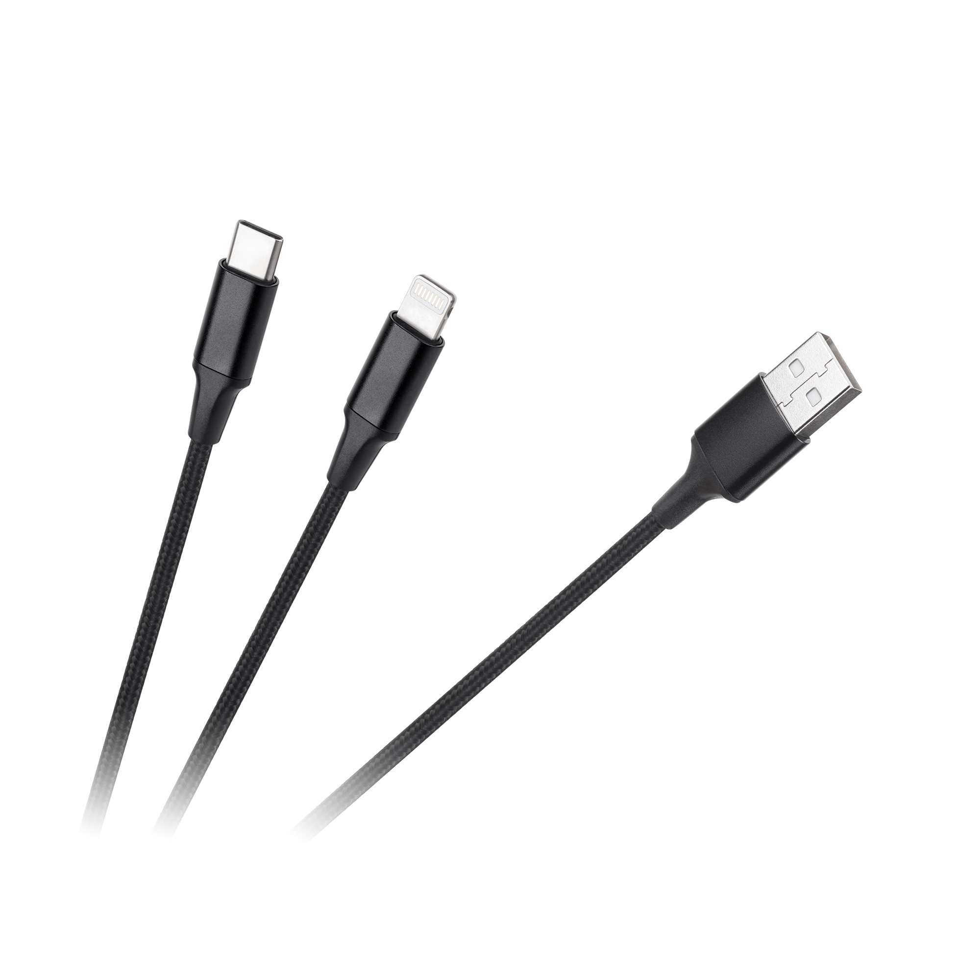 „2 viename“ USB-A–USB-C/Lightning laidas, 1 m