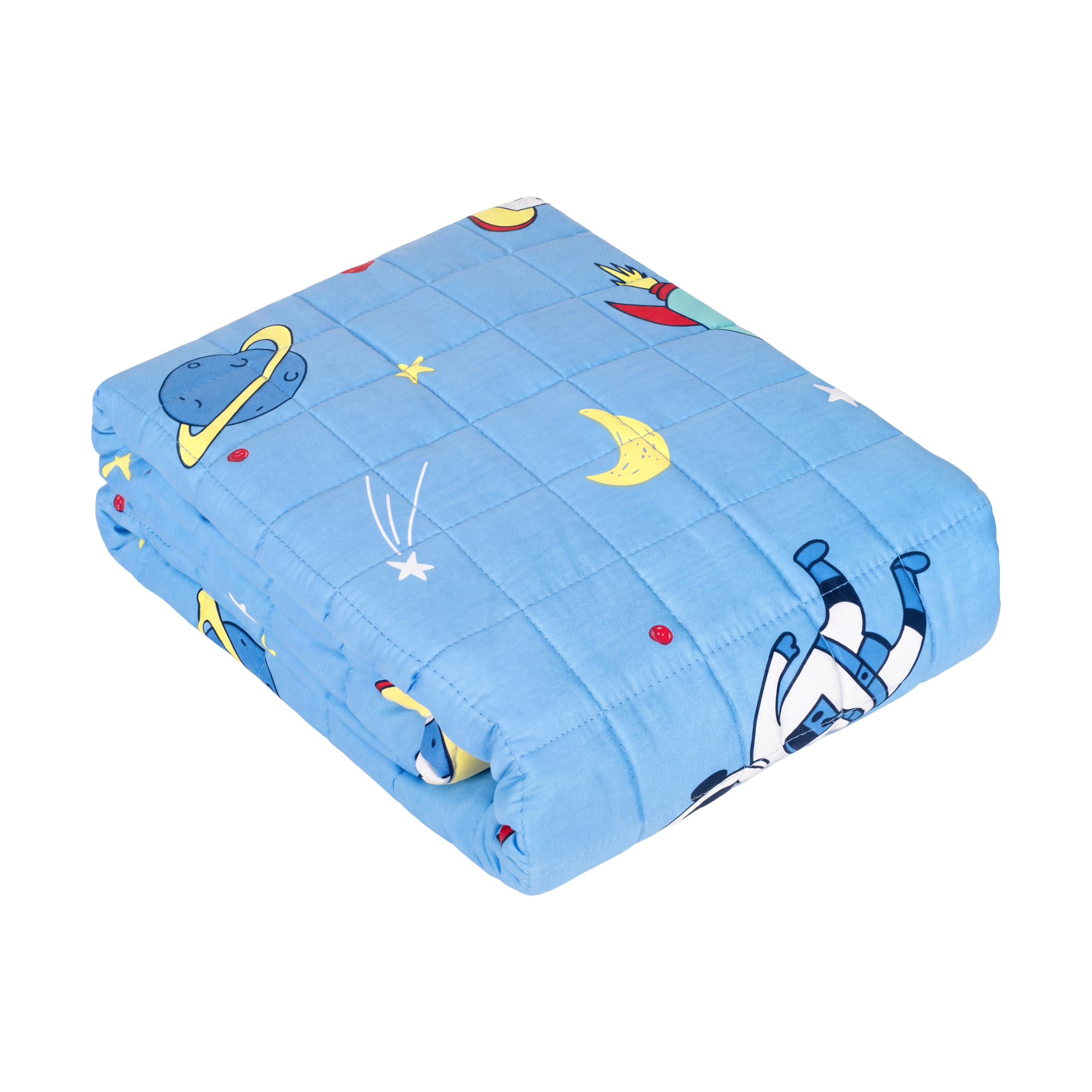 PREMIUM medvilninė sunkioji sensorinė antklodė vaikams, 100 x 150 cm, 3 kg, kosmoso raštas