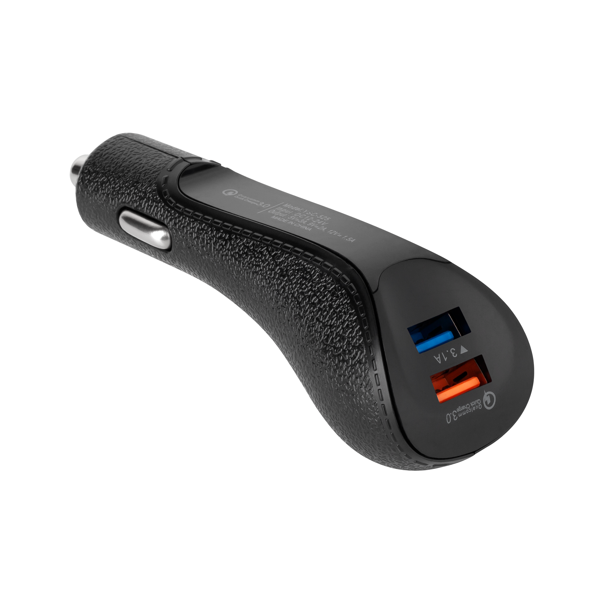 REBEL automobilinis įkroviklis, 2× USB, 5100 mA, 15 W, Quick Charge 3.0