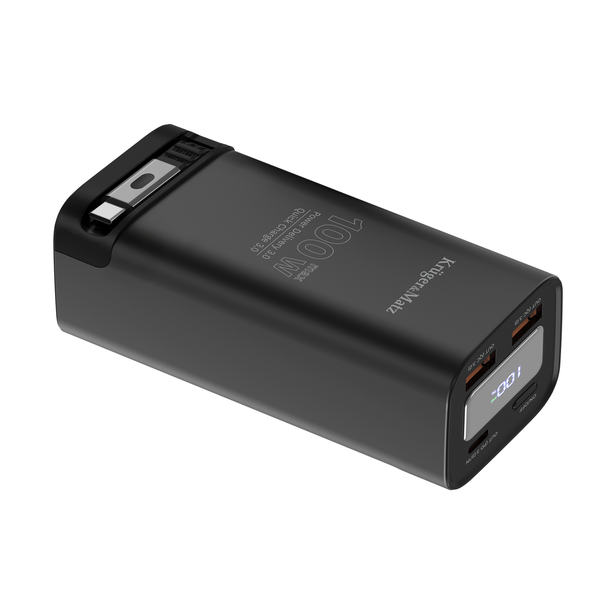 Kruger&Matz ličio jonų išorinė baterija su QC ir PD, 20000 mAh, 100 W