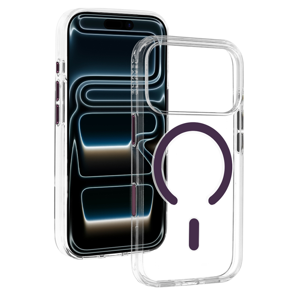 Liavec Pure dėklas su kameros valdymo mygtuku, skirtas iPhone 18 Pro/17 Pro, violetinis