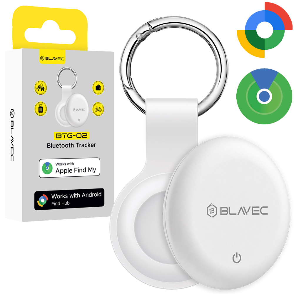 Blavec BTG-02 Bluetooth tracker with keyring for Apple and Android (BTBTG02-KW), white