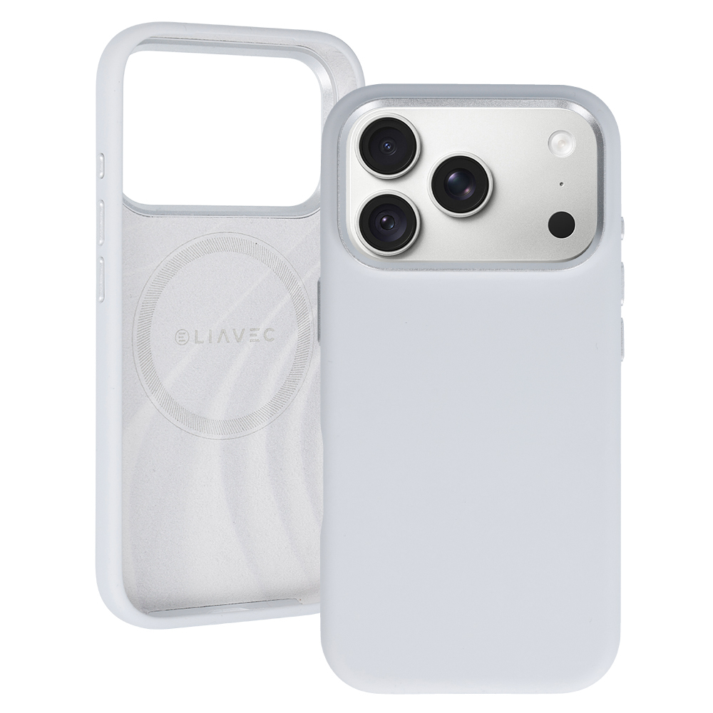 Liavec Silky dėklas su metaliniu kameros rėmeliu, skirtas iPhone 18 Pro Max/17 Pro Max, pilkas