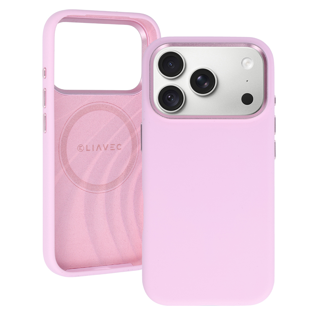 Liavec Silky dėklas su metaliniu kameros rėmeliu, skirtas iPhone 18 Pro Max/17 Pro Max, rožinis