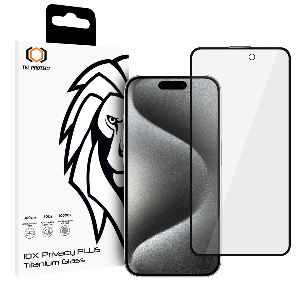 Tel Protect 10X Privacy Titanium grūdintas privatumo apsauginis stiklas Apple iPhone 16 Pro / iPhone 17