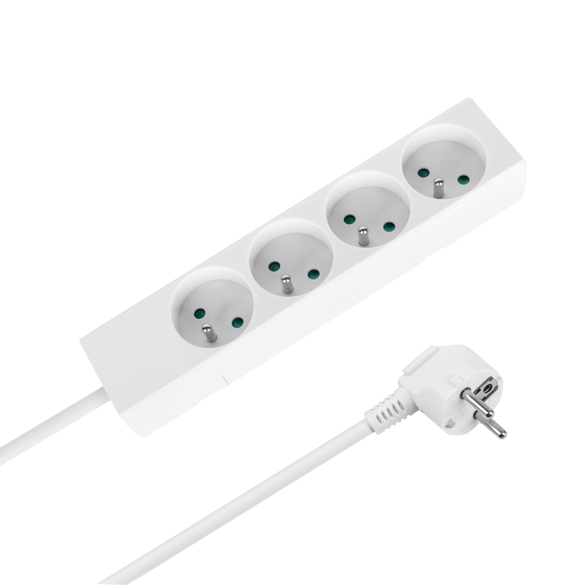 Rebel prancūziško tipo ilgintuvas, 4 lizdai, 5 m, be jungiklio, 3 x 1,5 mm, baltas