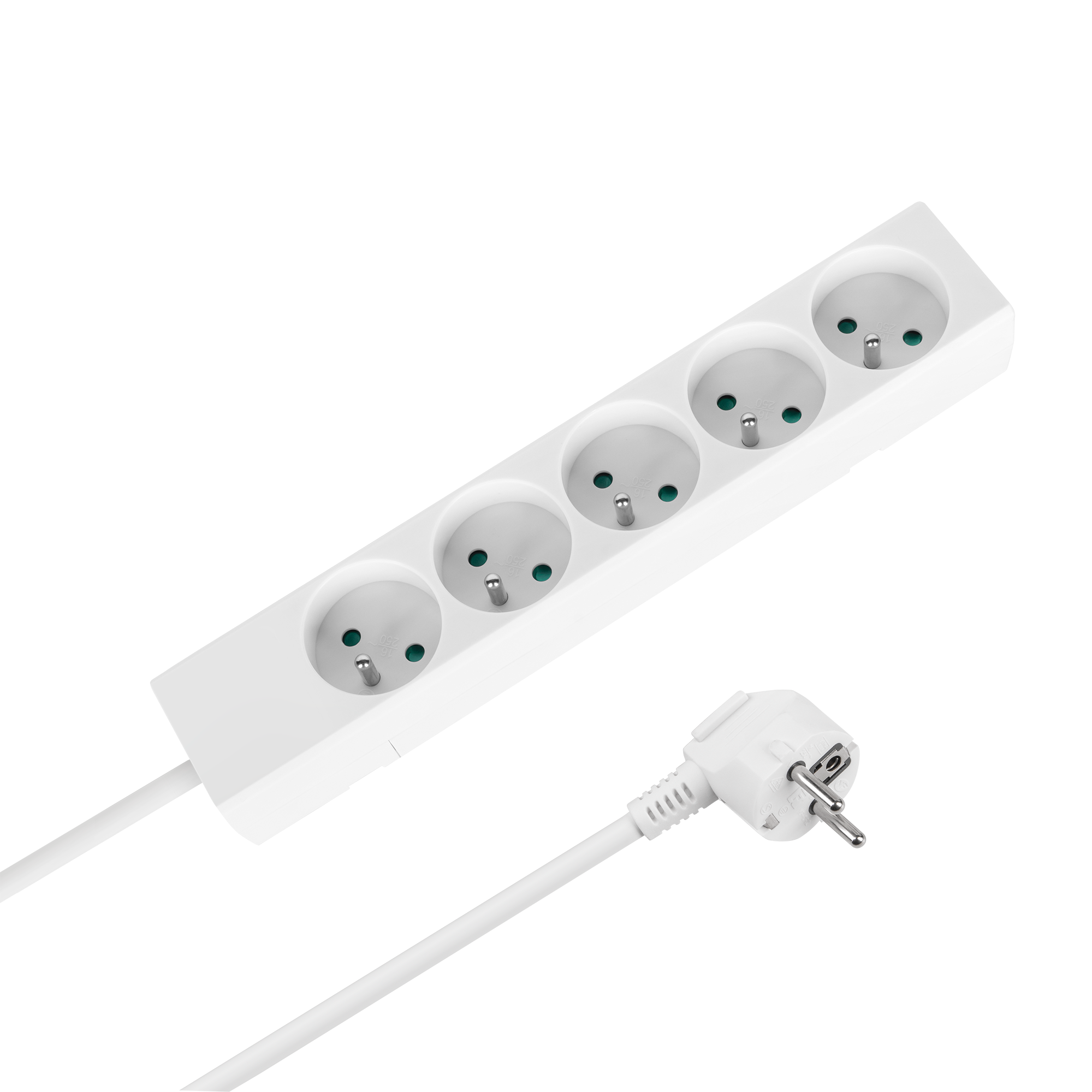 Rebel ilgintuvas, 5 prancūziško tipo lizdai, 5 m, be jungiklio, 3×1,5 mm, baltas
