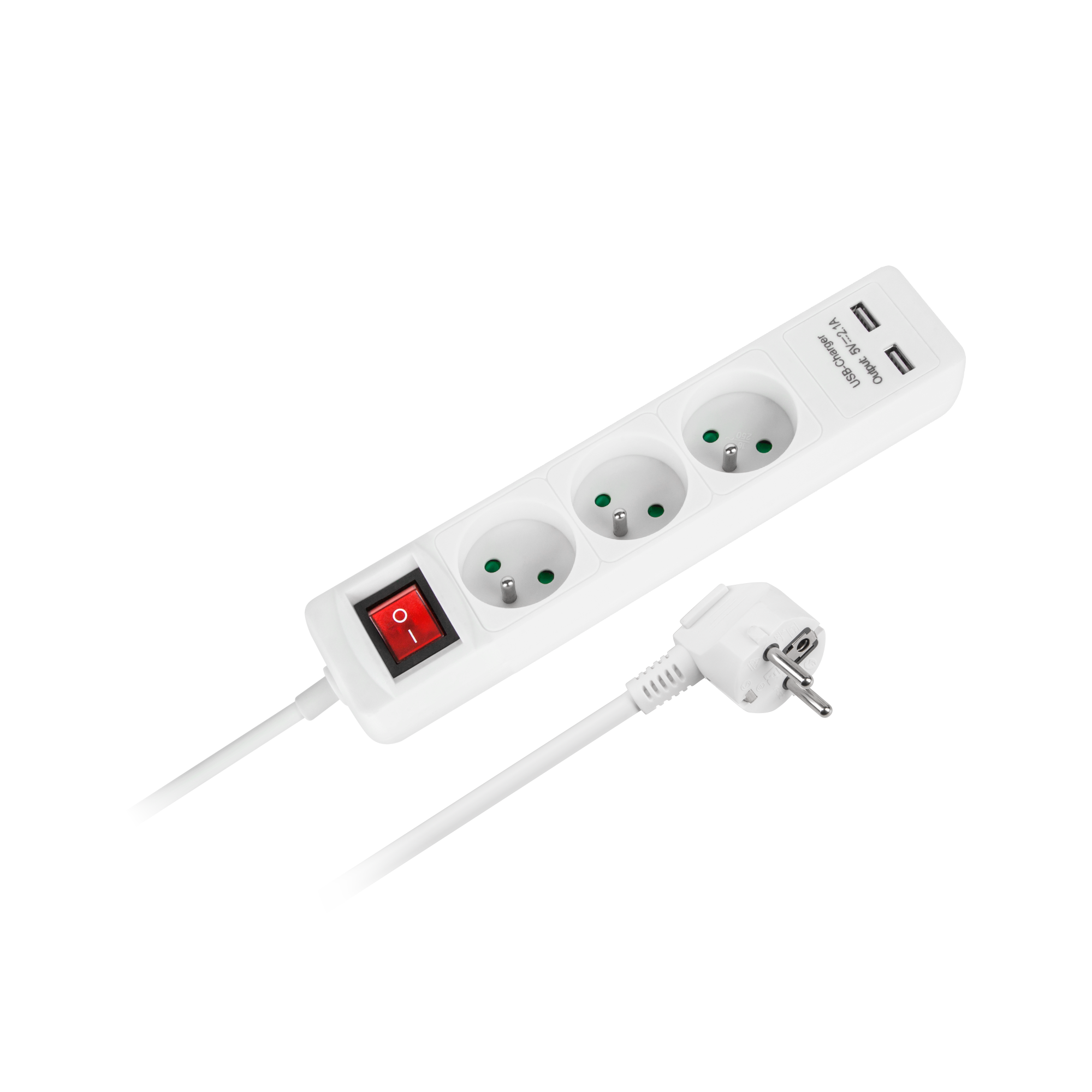 Rebel ilgintuvas, 3 lizdai + 2 USB lizdai, su jungikliu, 5 m