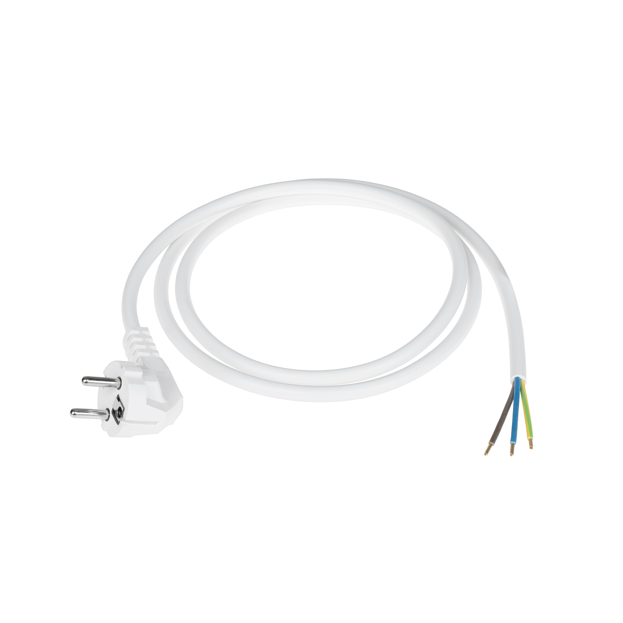 Maitinimo kabelis su kampiniu kištuku, 3 x 1,5 mm², 1,5 m, baltas