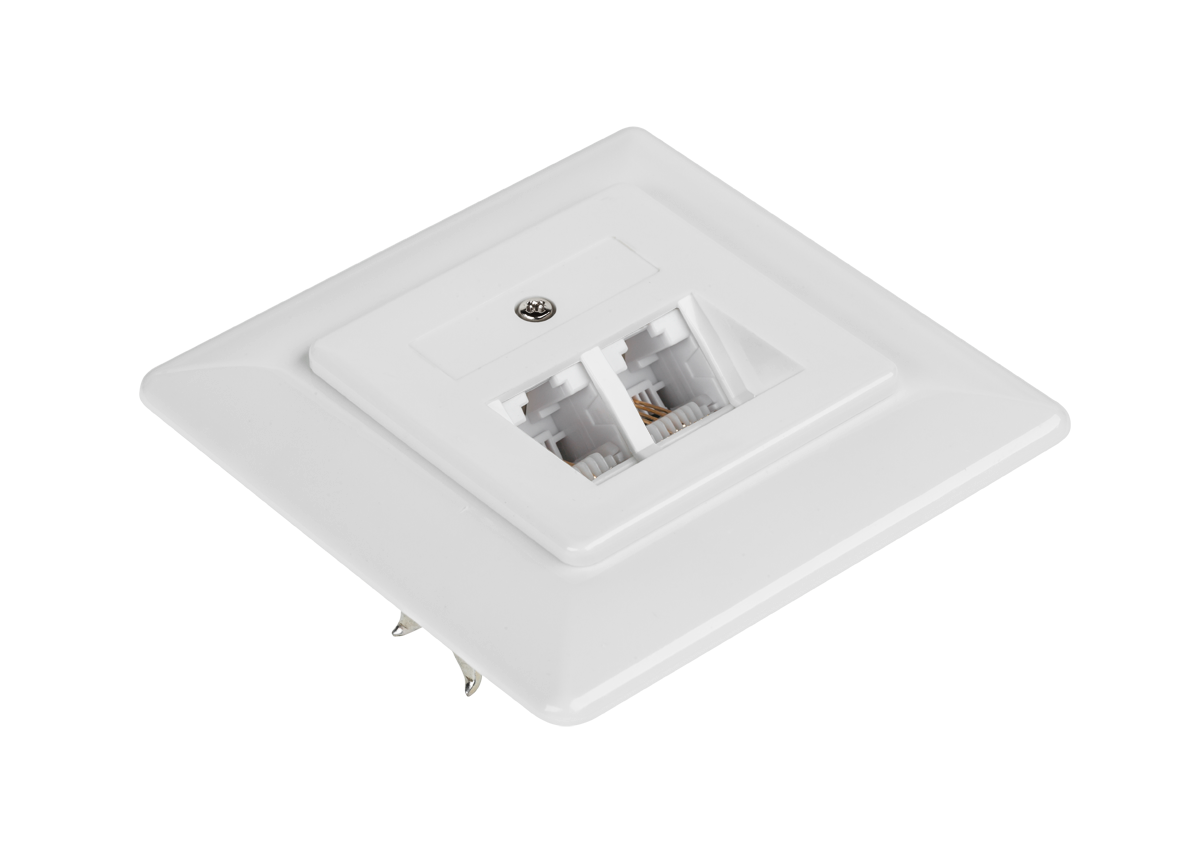Double 8P4C pass-through surface-mount box