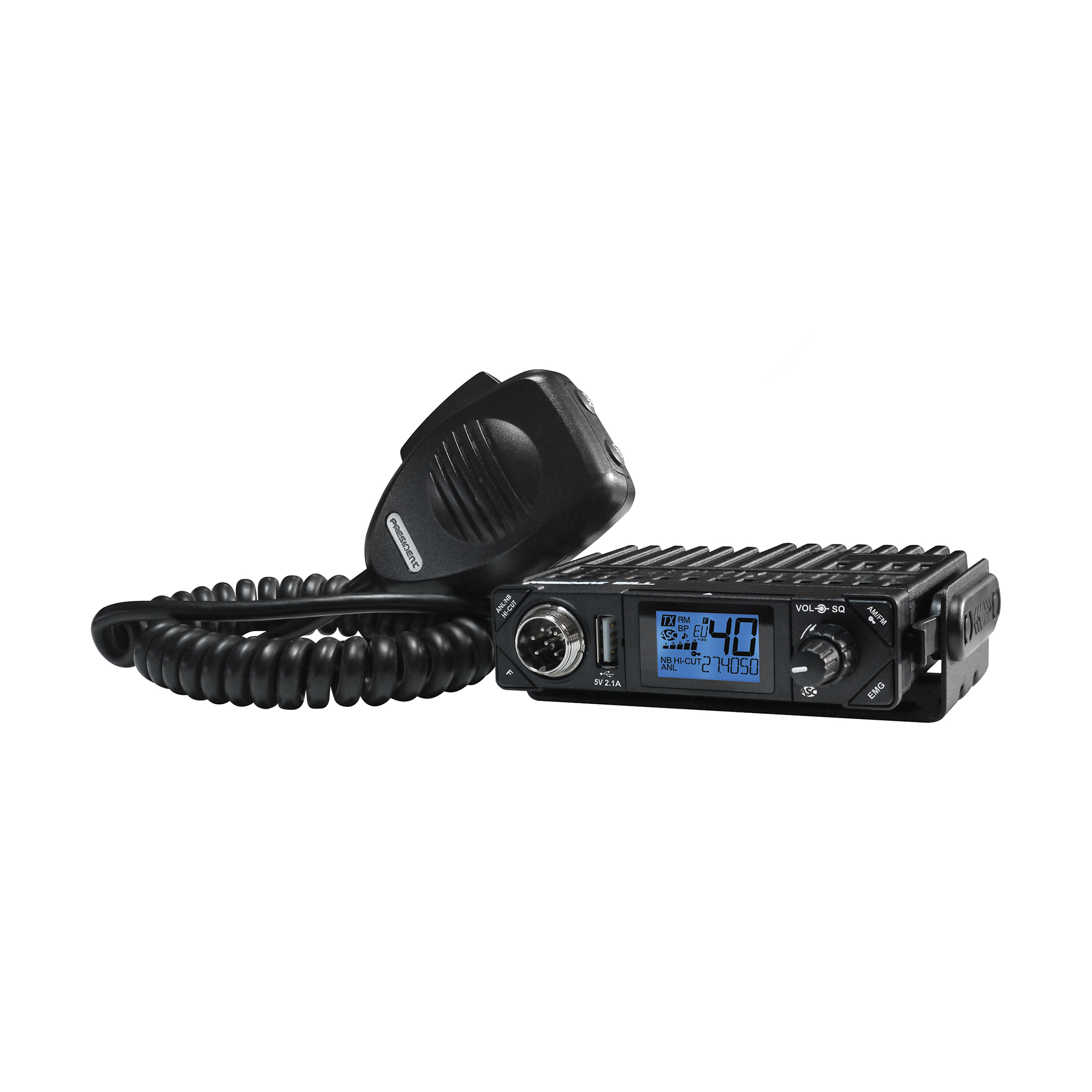 CB radijo stotelė PRESIDENT BILL II+ ASC/VOX AM/FM, 12 V