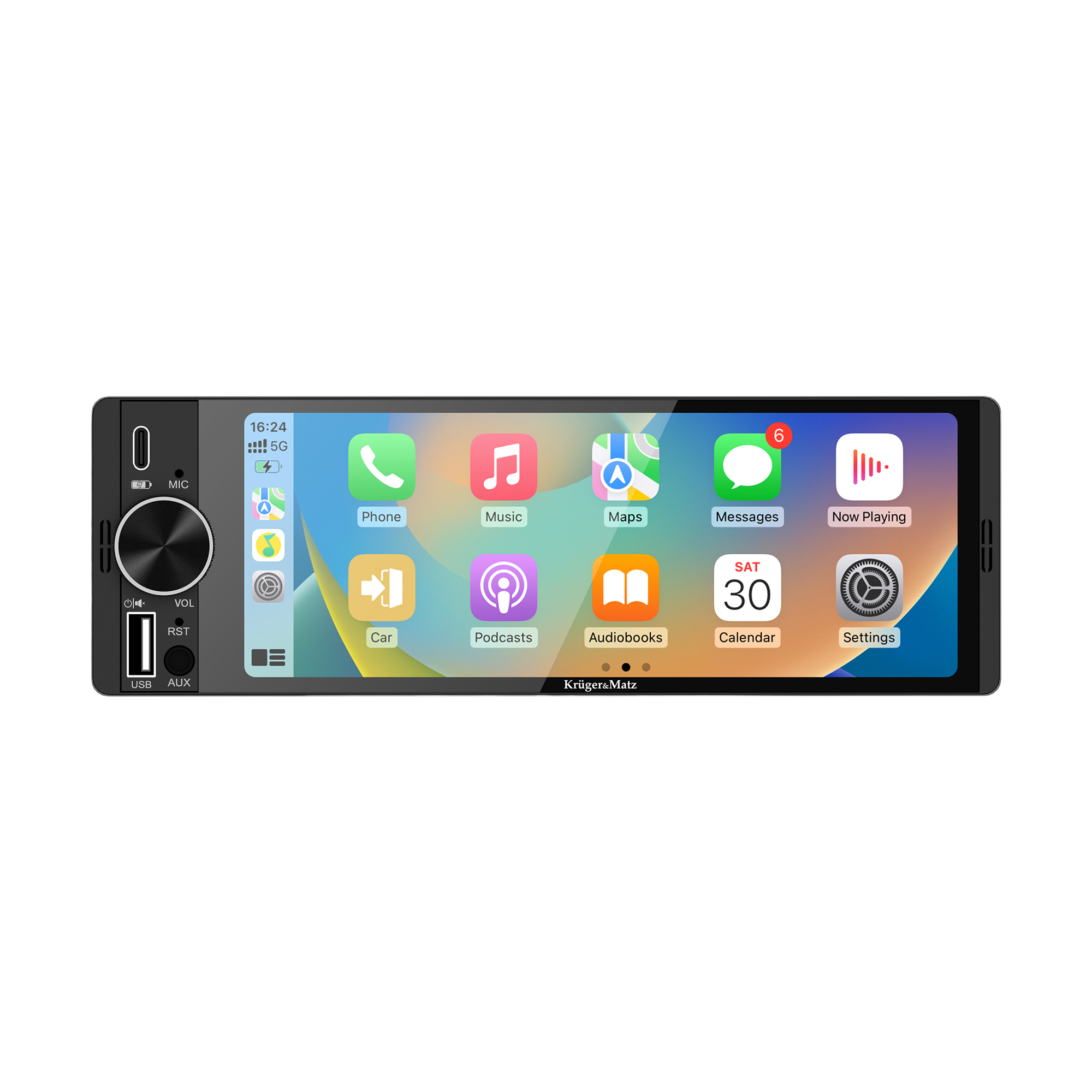 Krüger&Matz KM2016 – 1-DIN automobilinis radijas su CarPlay ir Android Auto