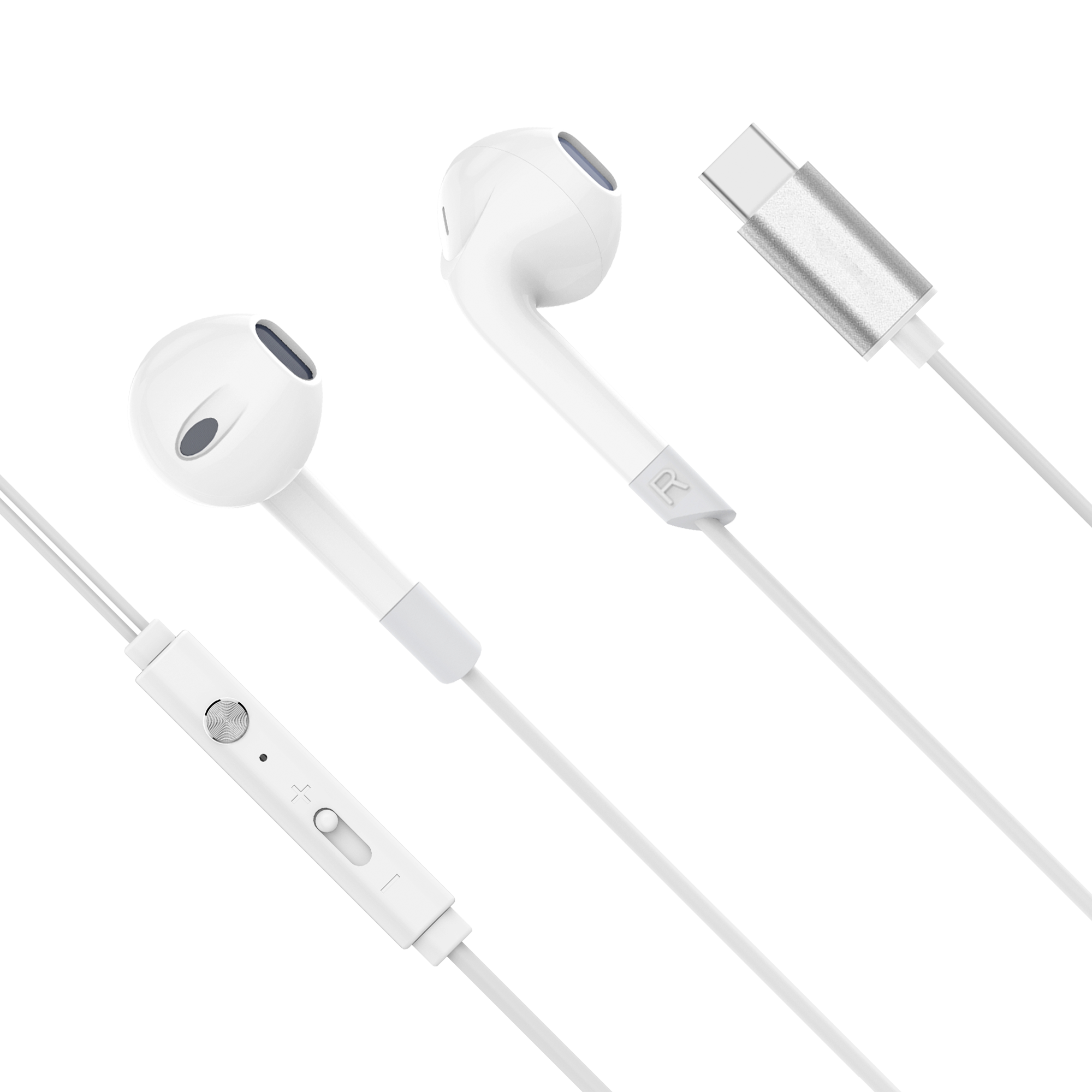 Kruger&Matz C2 į ausis įdedamos USB-C ausinės su mikrofonu, baltos