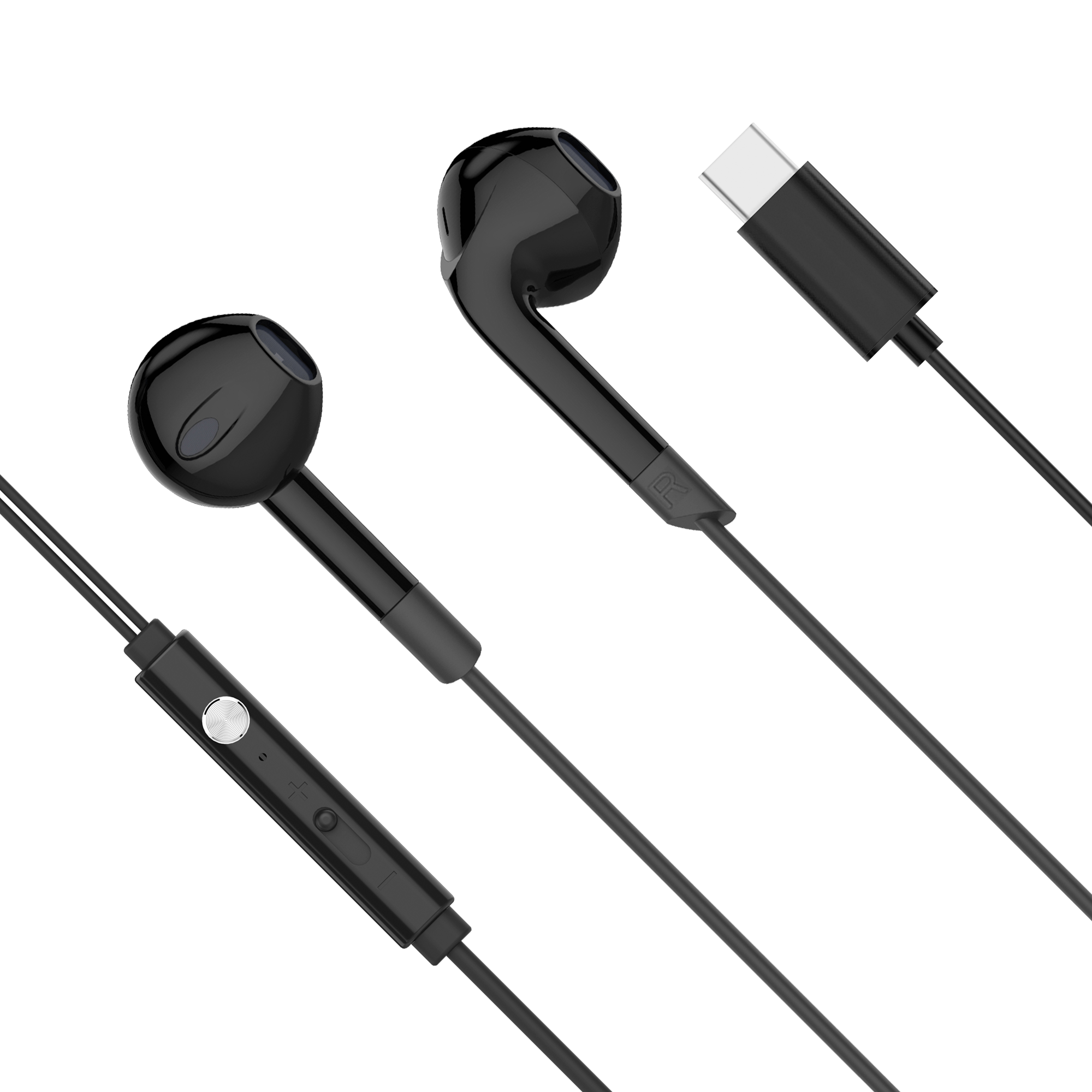 Kruger&Matz C2 į ausis įdedamos USB-C ausinės su mikrofonu, juodos