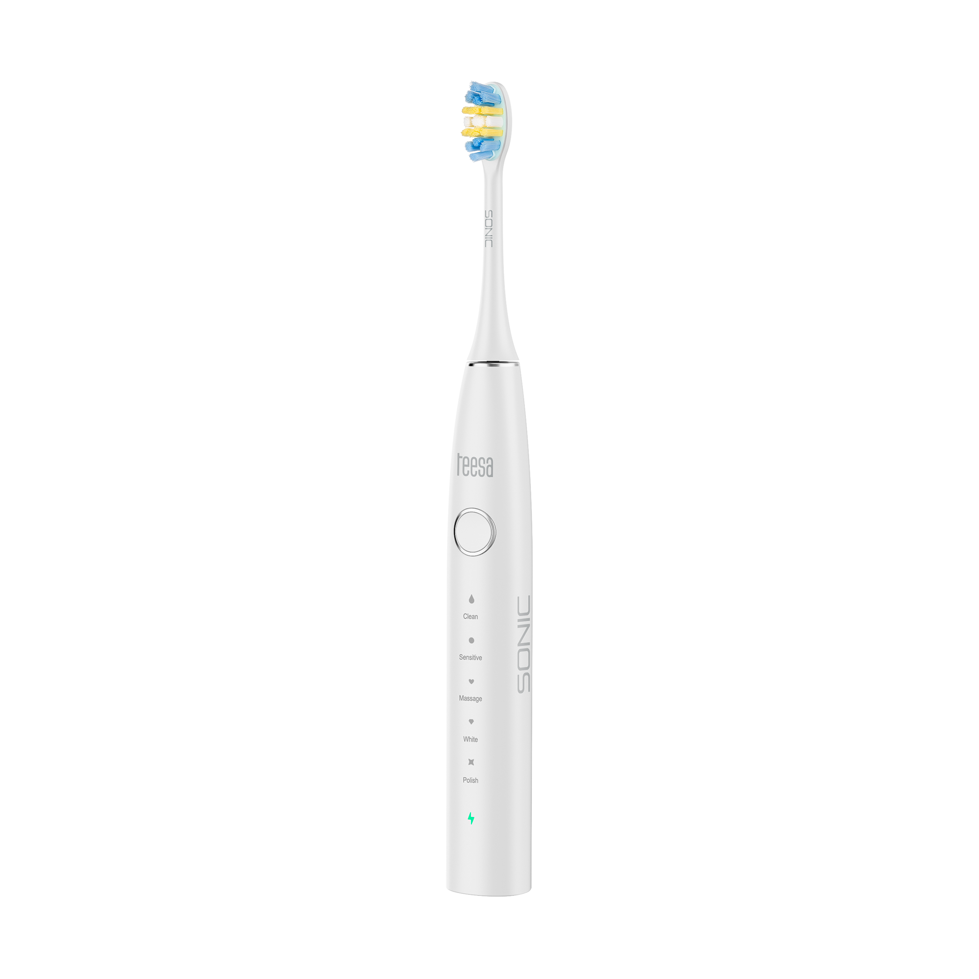 TEESA SONIC 2 garsinis dantų šepetėlis, baltas, 5 režimai, kelioninis dėklas, USB-C