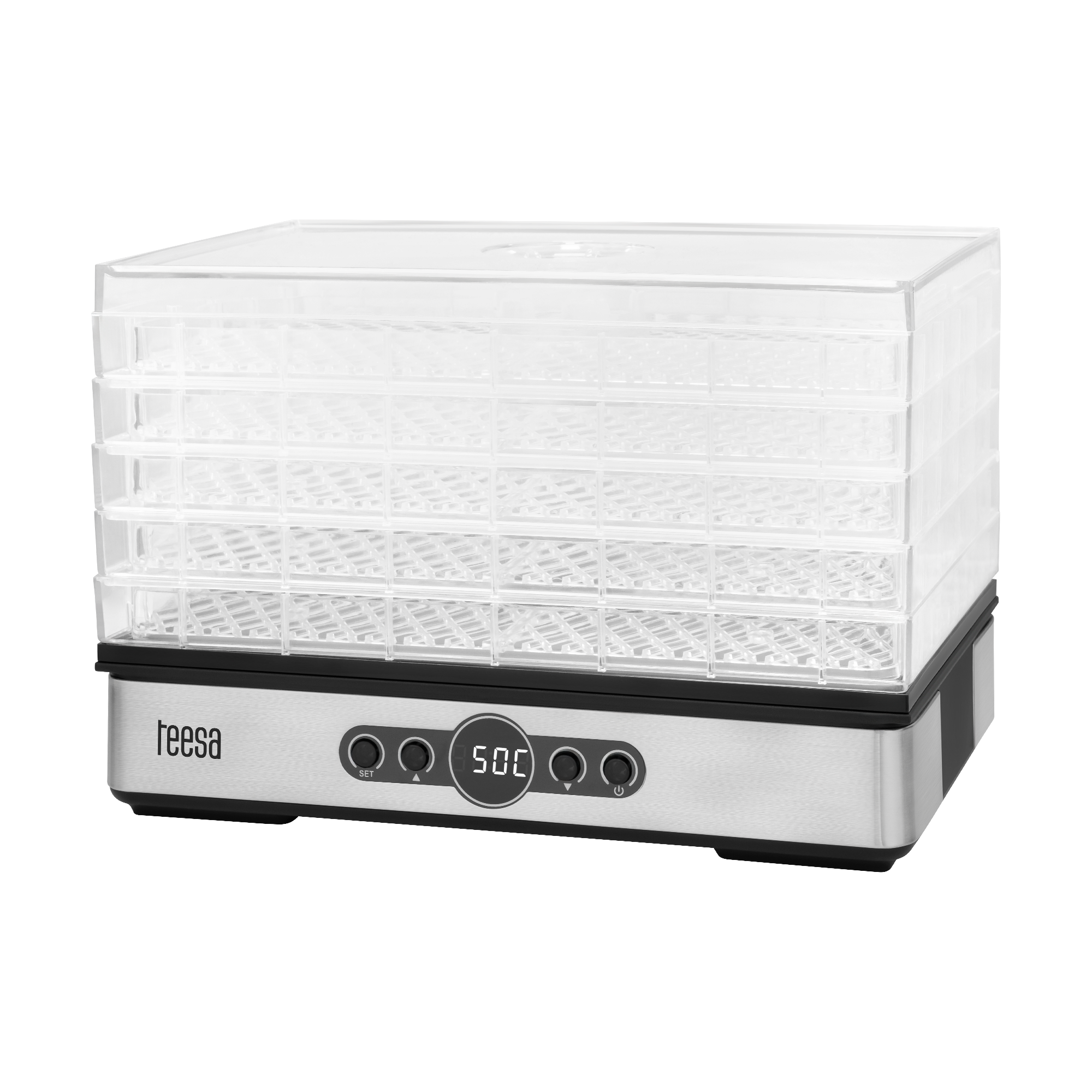 TEESA grybų, daržovių ir vaisių džiovyklė, 400 W, 5 padėklai, ekranas, oro cirkuliacija