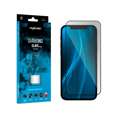 MyScreen DIAMOND GLASS LITE edge FULL GLUE apsauginis stiklas Apple iPhone 12 Pro Max 6,7", juodas