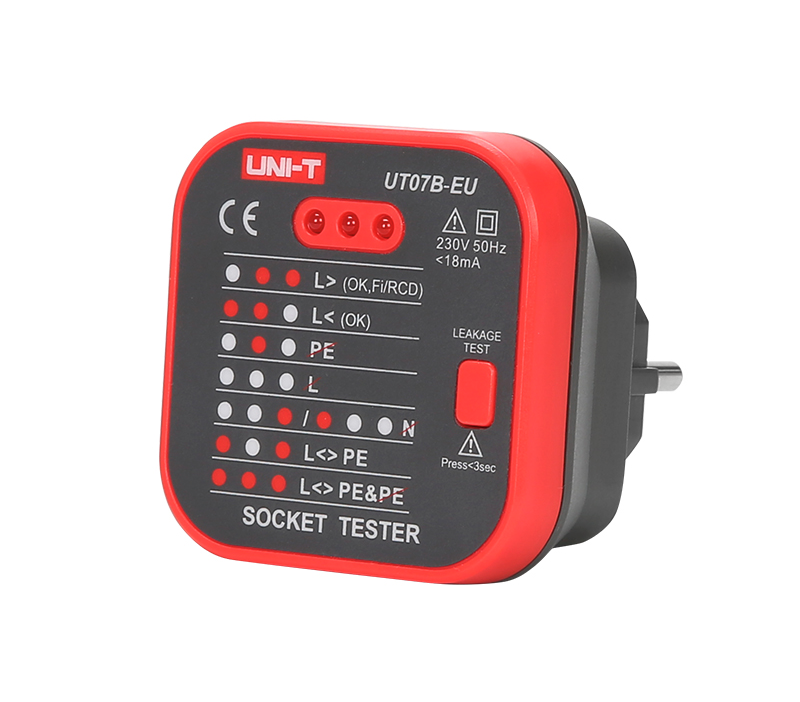 Uni-T UT07B-EU elektros lizdų testeris su RCD patikros funkcija