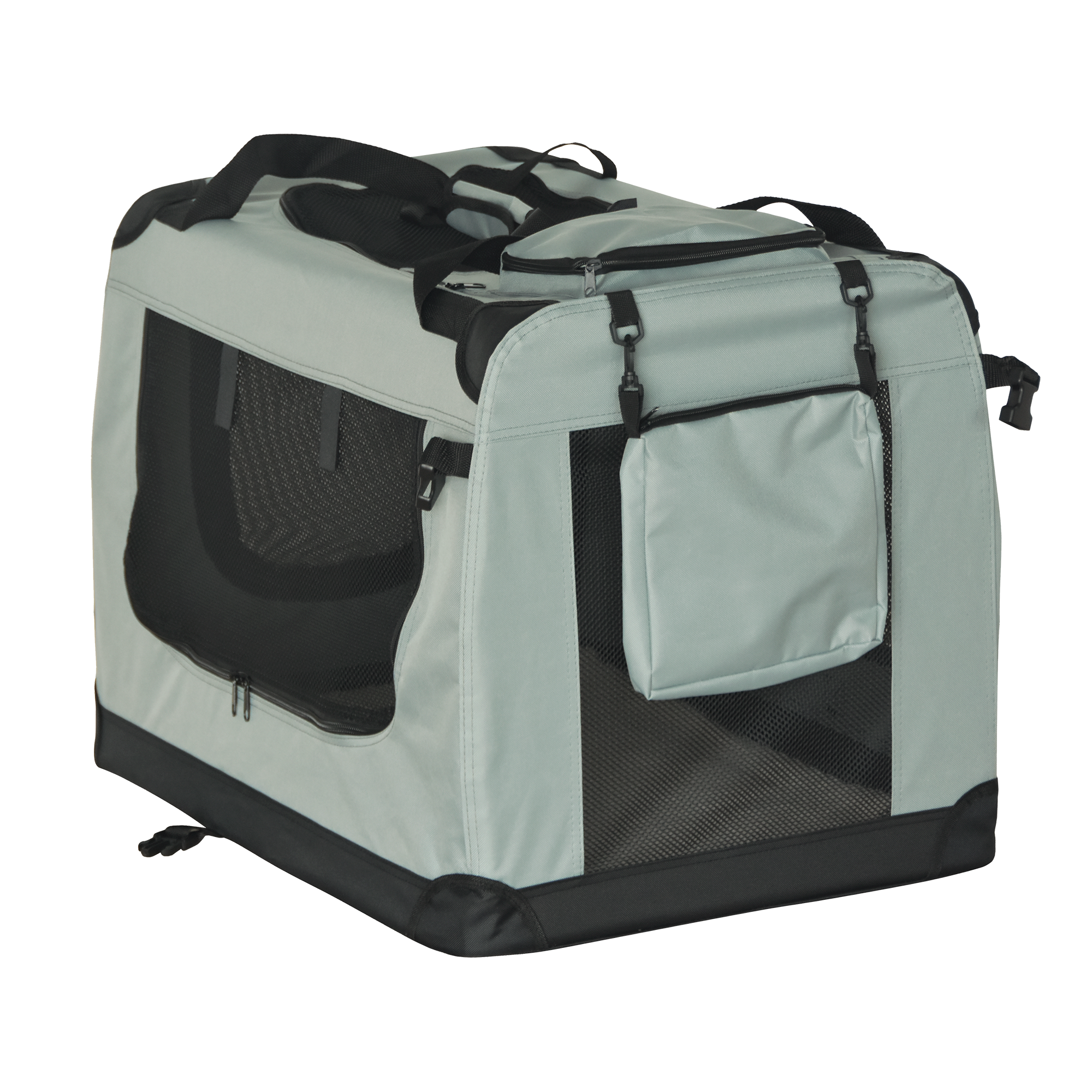 Foldable pet carrier bag, size XXL, 90 x 61 x 65 cm, grey, REBEL ANIMALS