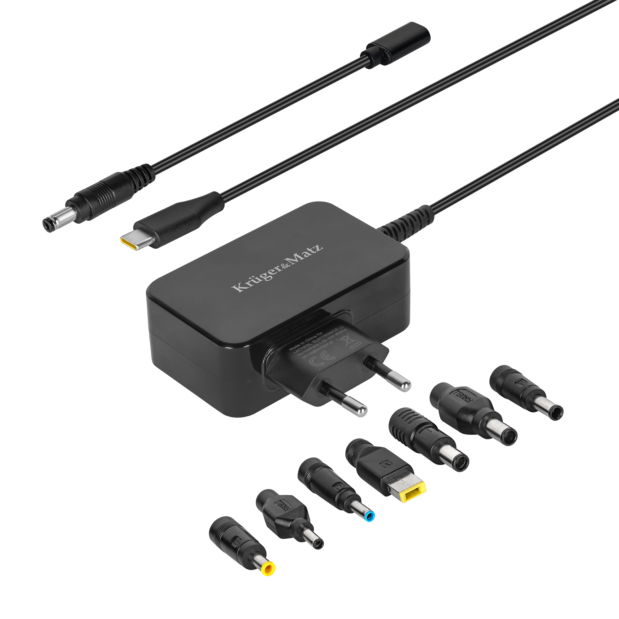 Kruger&Matz universalus maitinimo adapteris su Power Delivery ir 7 antgaliais, 45 W