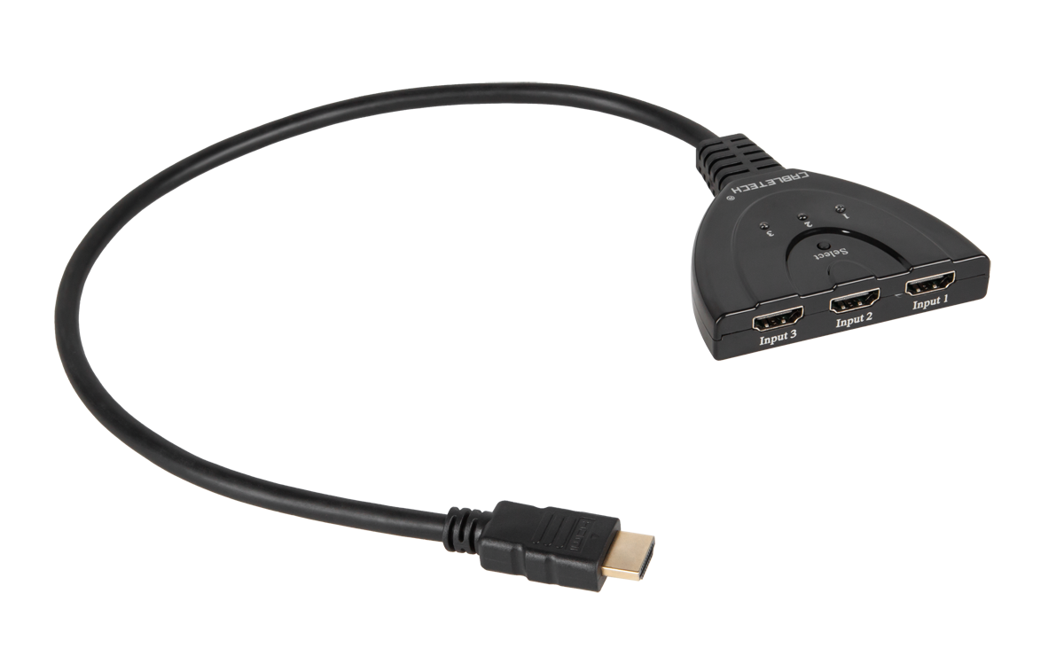 HDMI komutatorius su laidu, 2 įėjimai / 1 išėjimas