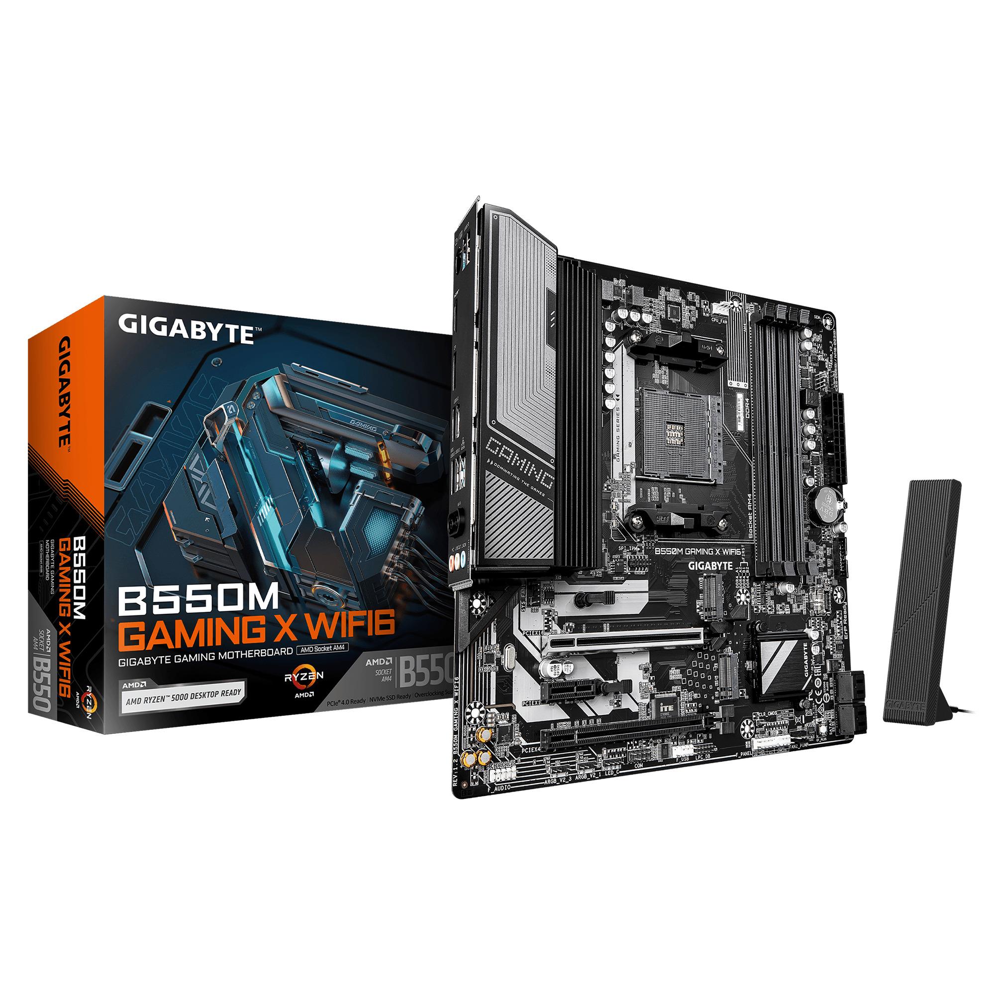 Gigabyte B550M Gaming X WiFi6 1.2 материнская плата AMD B550 Socket AM4 micro ATX, DDR4, 4 слота, Wi-Fi, Bluetooth, 2 × M.2