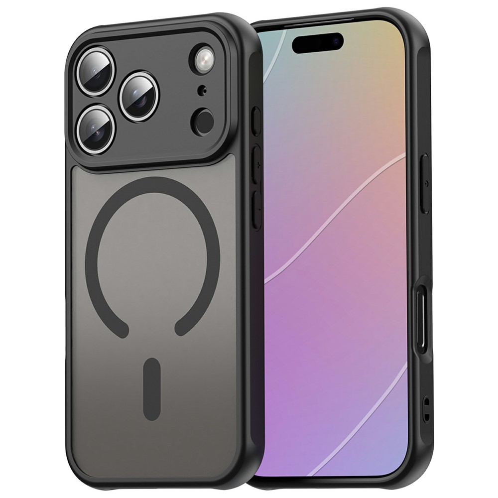Juodas magnetinis matinis PC ir TPU dėklas iPhone 18 Pro Max / 17 Pro Max, atsparus kritimams