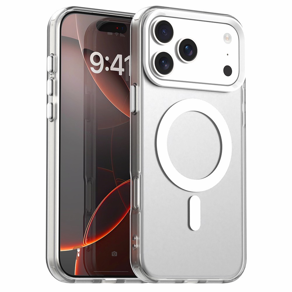 Baltas magnetinis hibridinis PC, PET ir TPU dėklas iPhone 18 Pro Max / 17 Pro Max