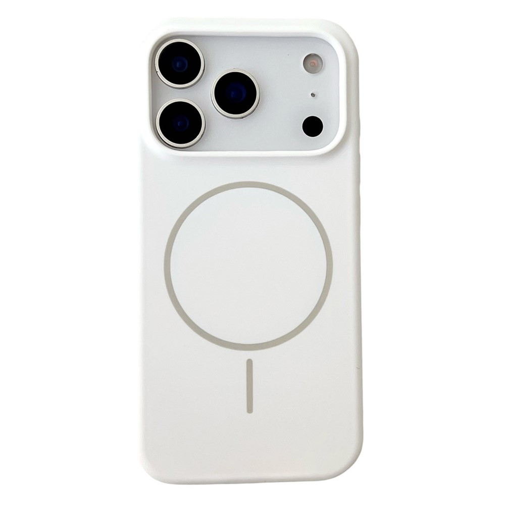 Baltas magnetinis skysto silikono dėklas iPhone 18 Pro / 17 Pro, atsparus kritimams