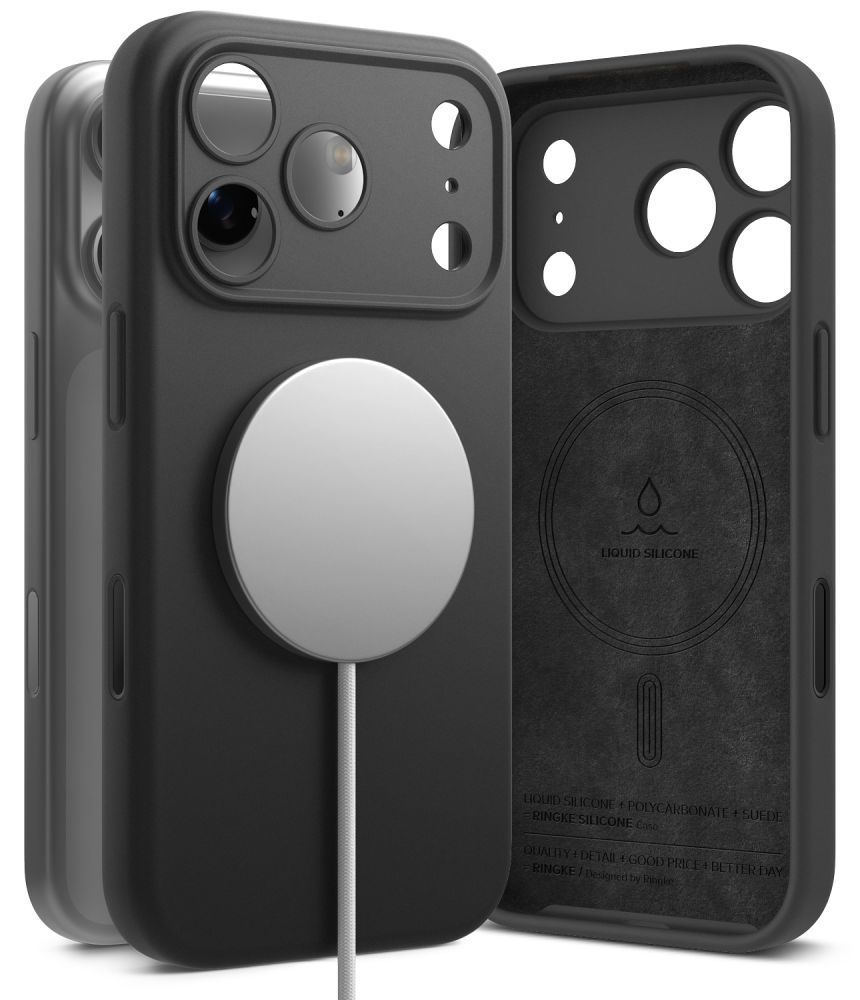 Ringke MagSafe silikoninis dėklas, skirtas iPhone 18 Pro Max – juodas