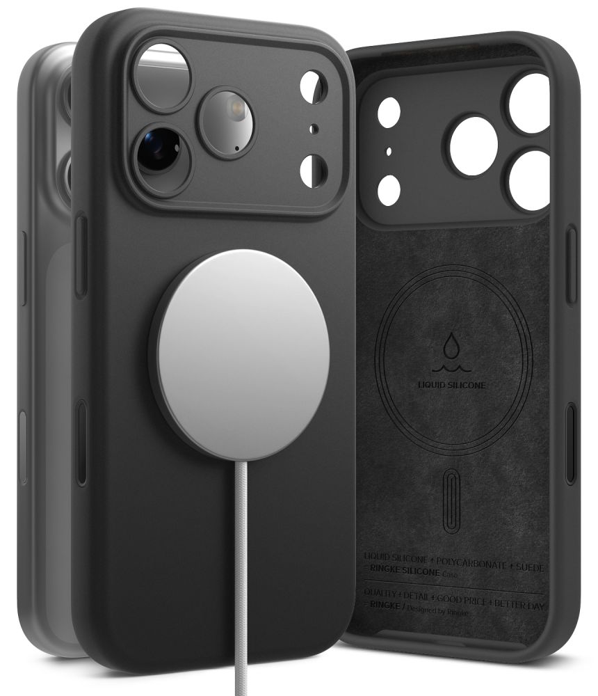 Ringke MagSafe silikoninis dėklas, skirtas iPhone 18 Pro – juodas